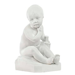 Biscuit de Sèvres du 19ème siècle Statue d'un "Enfant À La Cage"