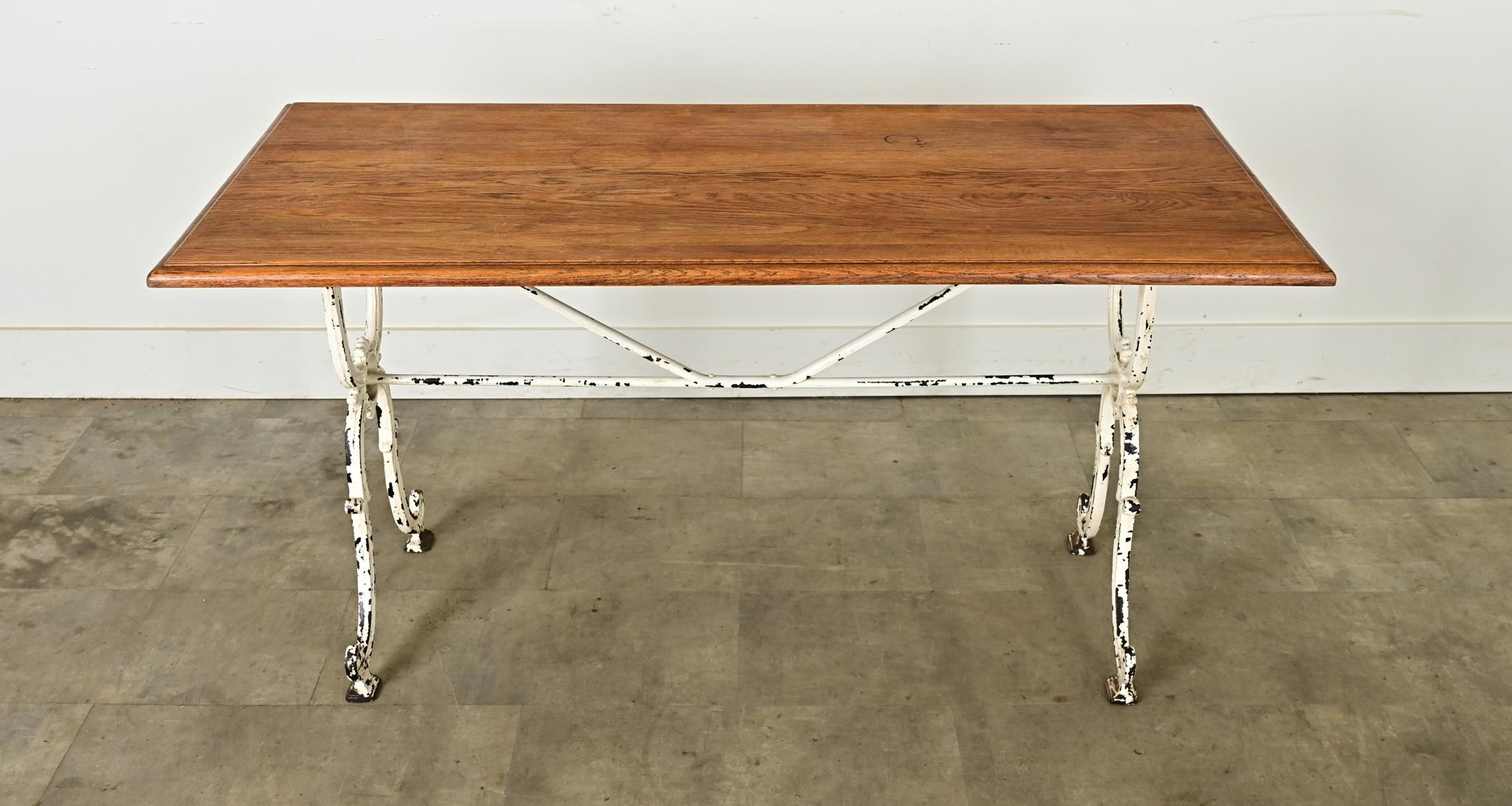 Mesa bistro francesa del siglo XIX con tablero de roble en venta 3
