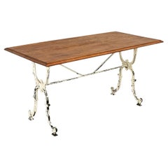 Antique French 19th Century Bistro Table with Oak Top