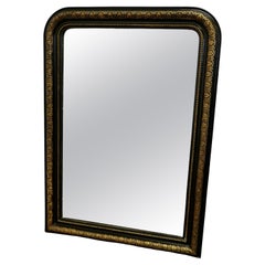 French 19th Century Black and Detailed Gold Louis Philippe Mirror