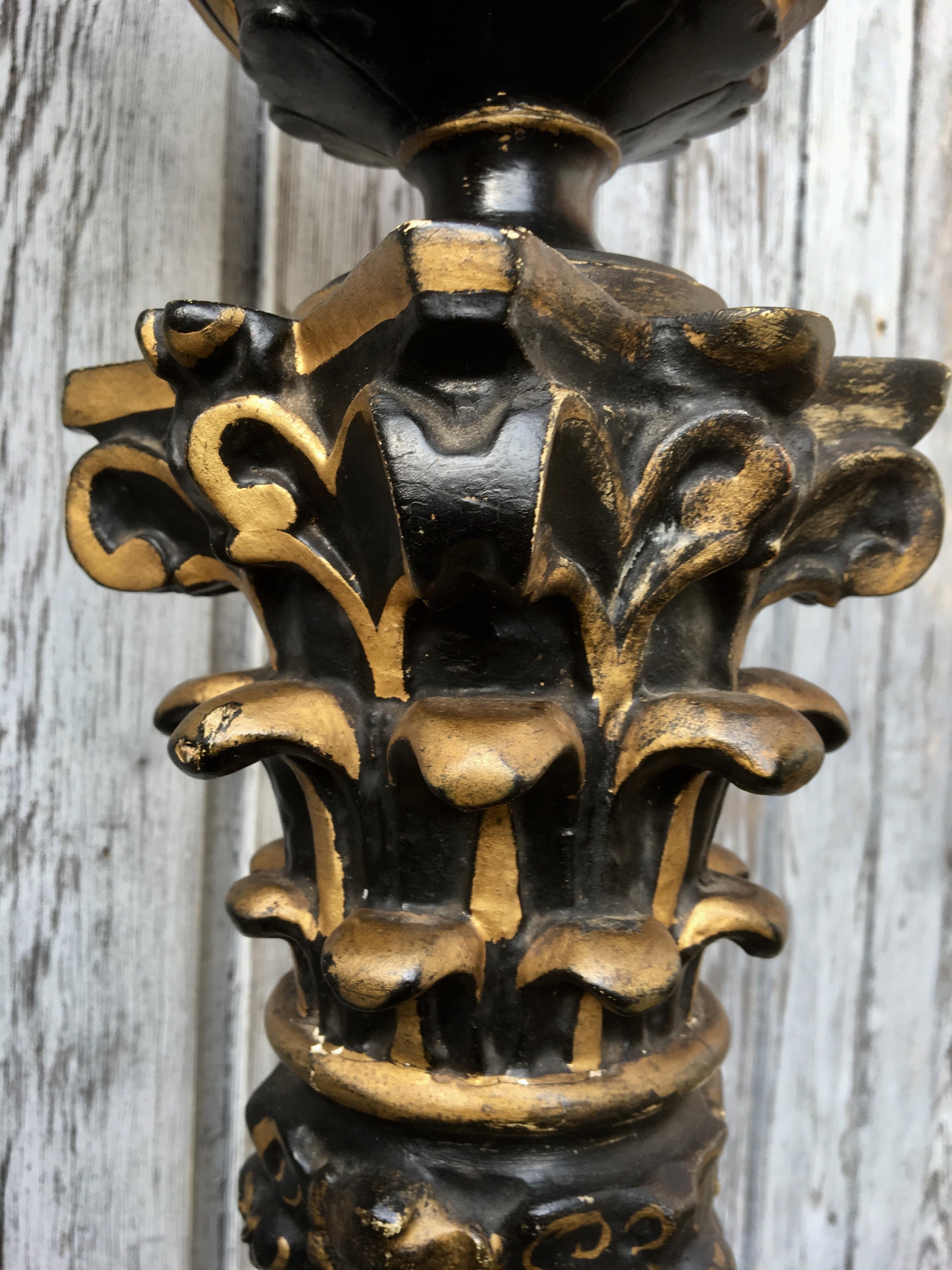 Französisch 19. Jahrhundert Schwarz und vergoldet Twisted Barock Style Pedestal im Angebot 1