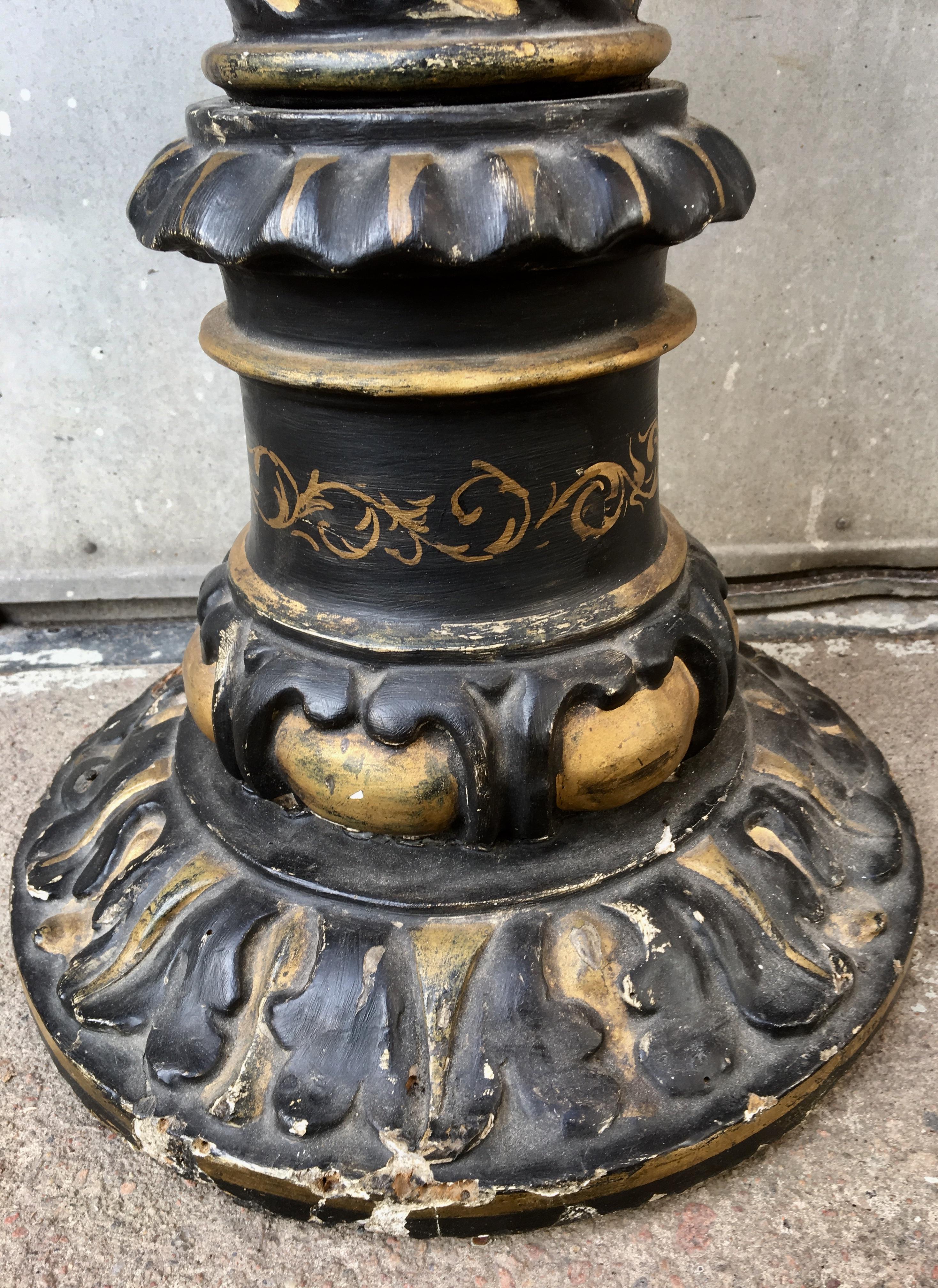 French 19th Century Black And Gilded Twisted Baroque Style Pedestal For Sale 3