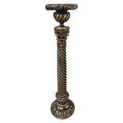 French 19th Century Black And Gilded Twisted Baroque Style Pedestal