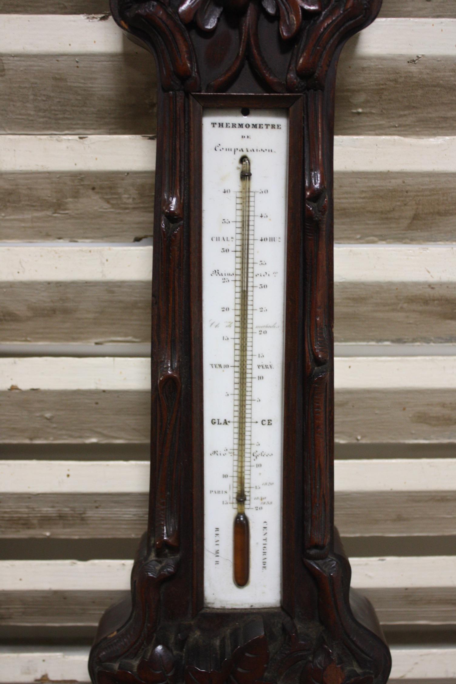 Mahogany French 19th Century Black Forest Barometer For Sale