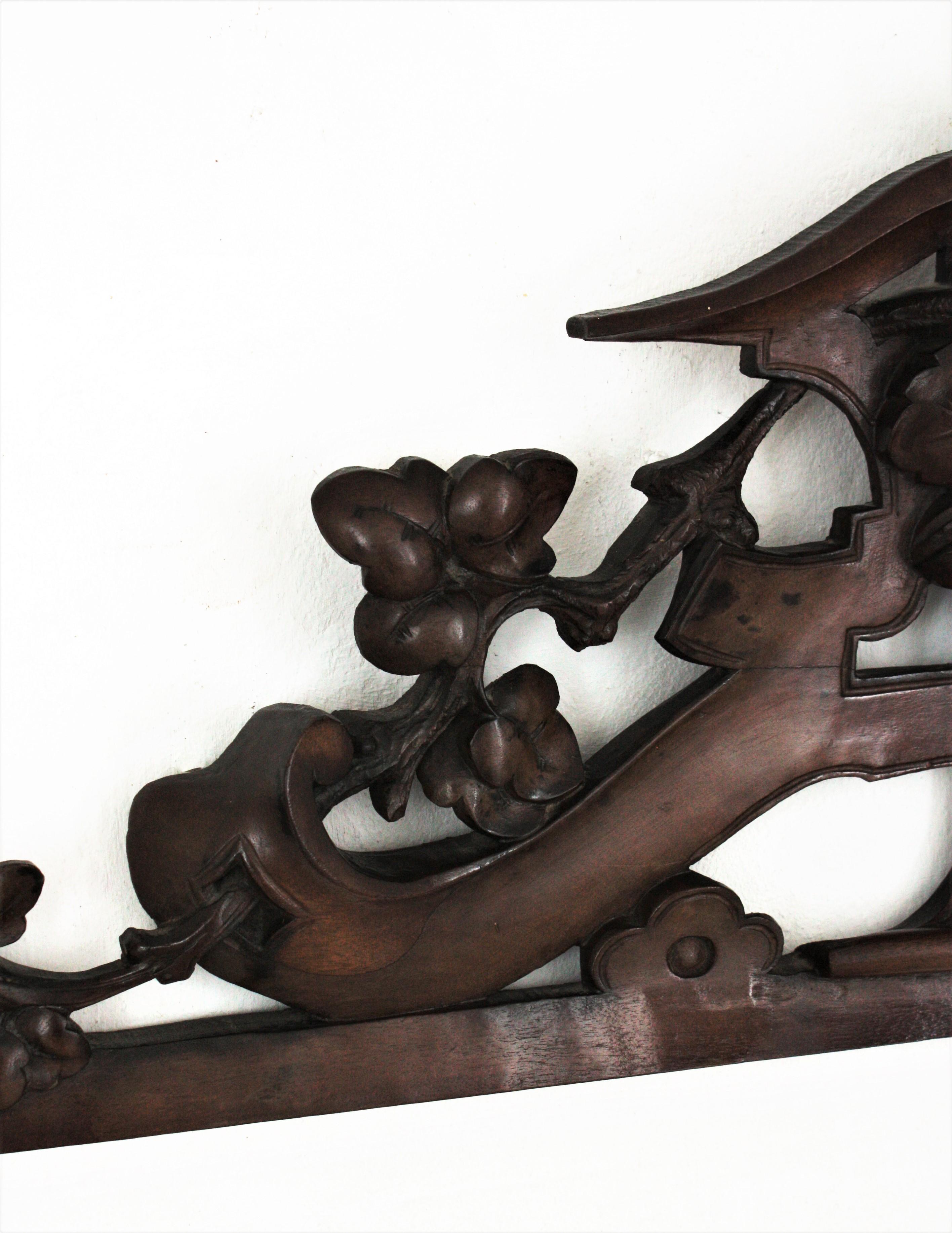 French 19th Century Black Forest Carved Walnut Fruit and Flower Pediment / Crest 2