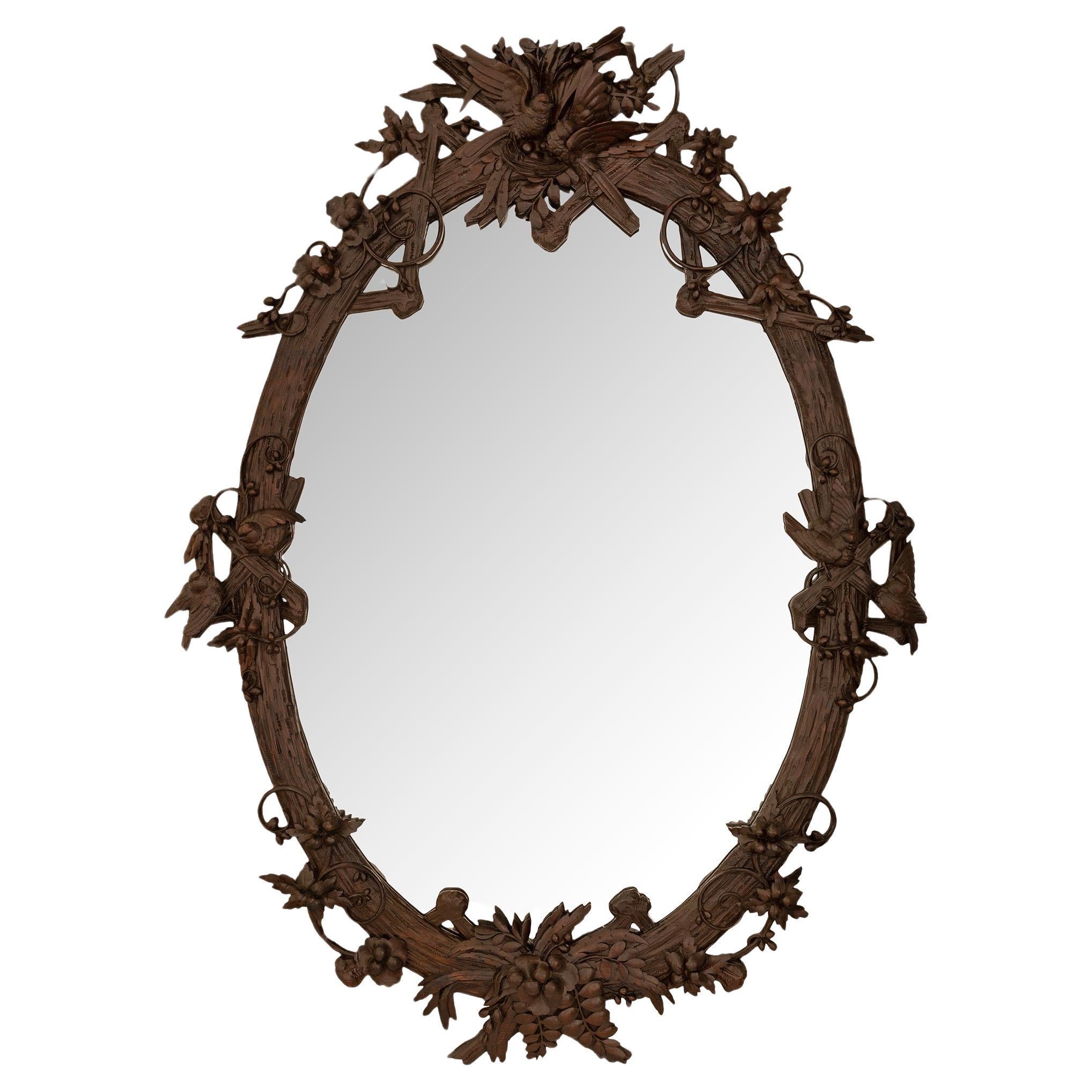 French 19th century Black Forest st. Walnut mirror