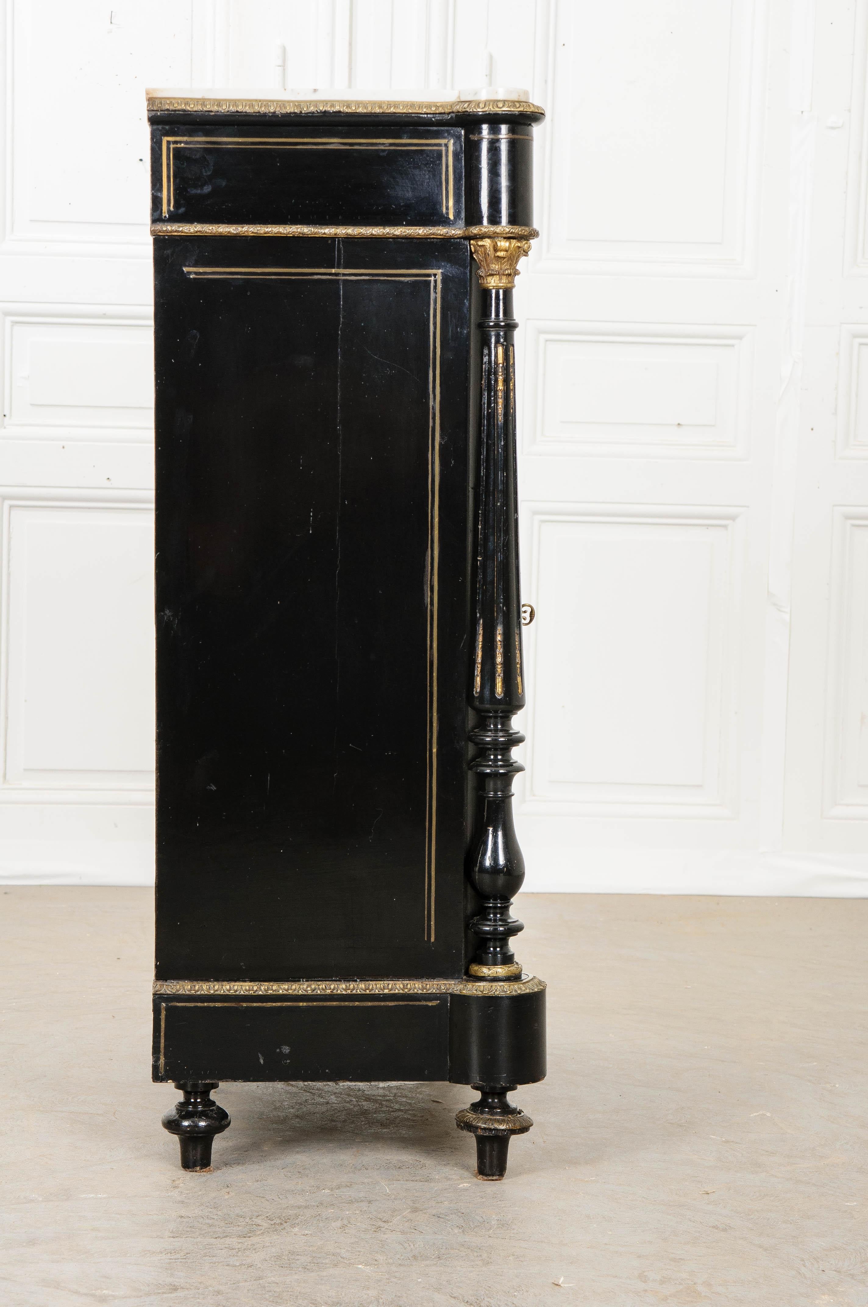 Mahogany French 19th Century Black Lacquered Napoleon III Cabinet