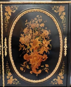 French 19th Century Black Marquetry Side Cabinet Attributed to Joseph Cremer