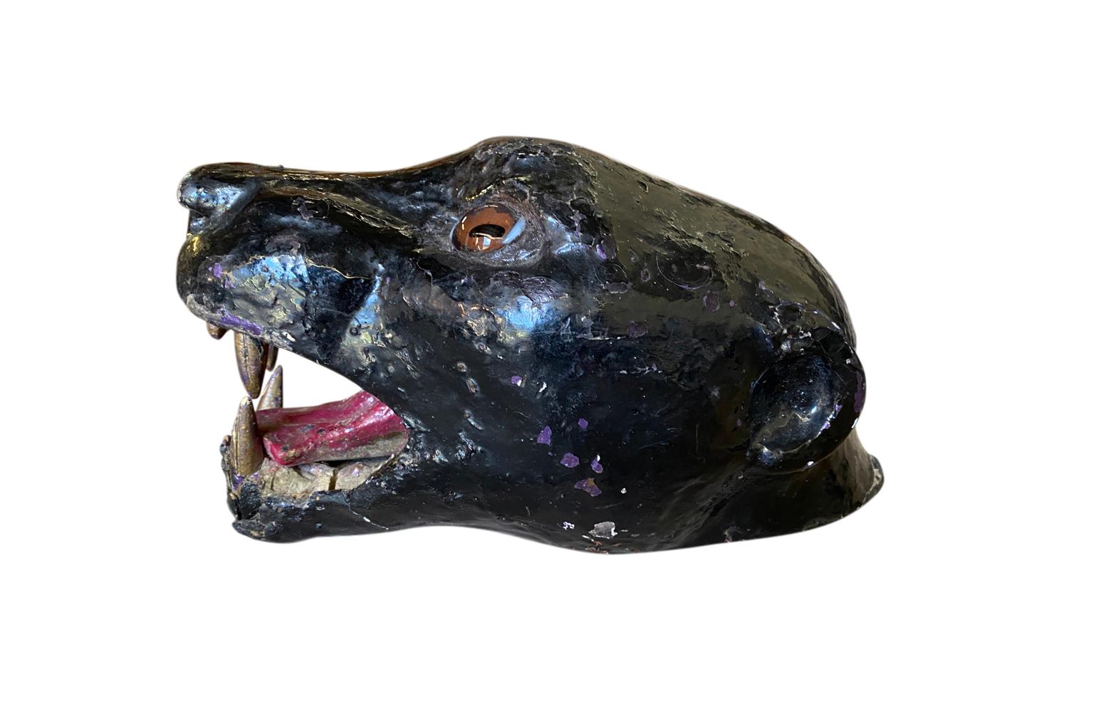 French 19th Century Black Panther Head 2