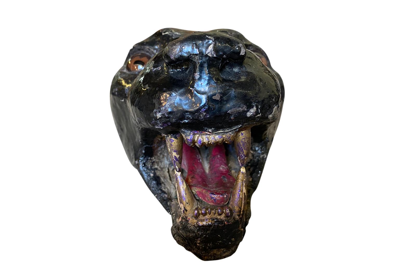 French 19th Century Black Panther Head 4