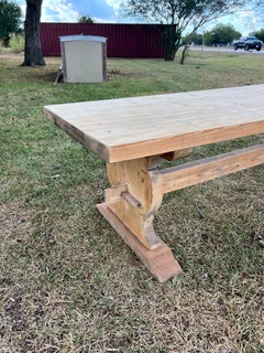 Mesa rústica francesa del siglo XIX de madera de pino blanqueada