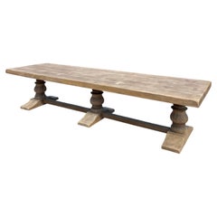 French 19th Century Bleached Solid Oak Country Dining Table