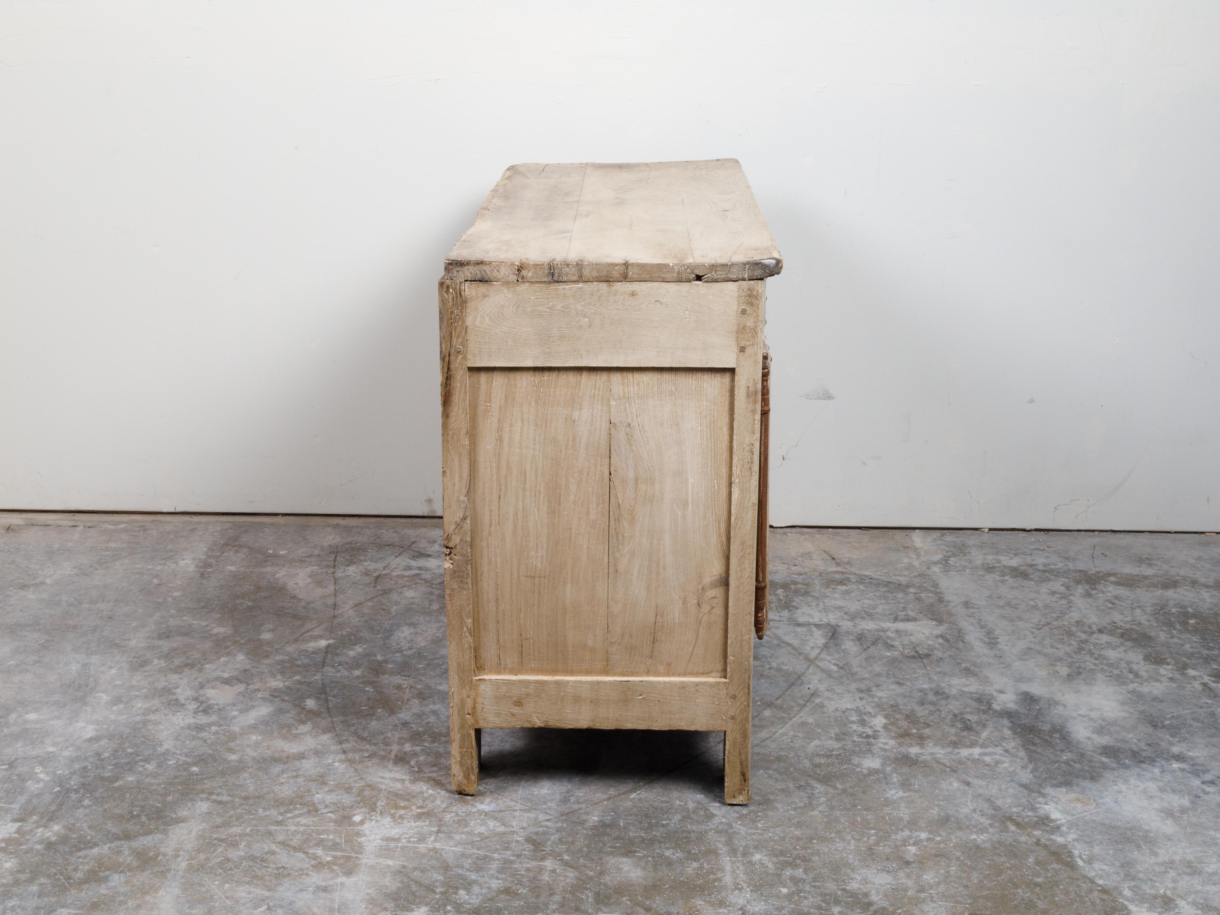 French 19th Century Bleached Wood Buffet with Brass Studs and Weathered Patina For Sale 10