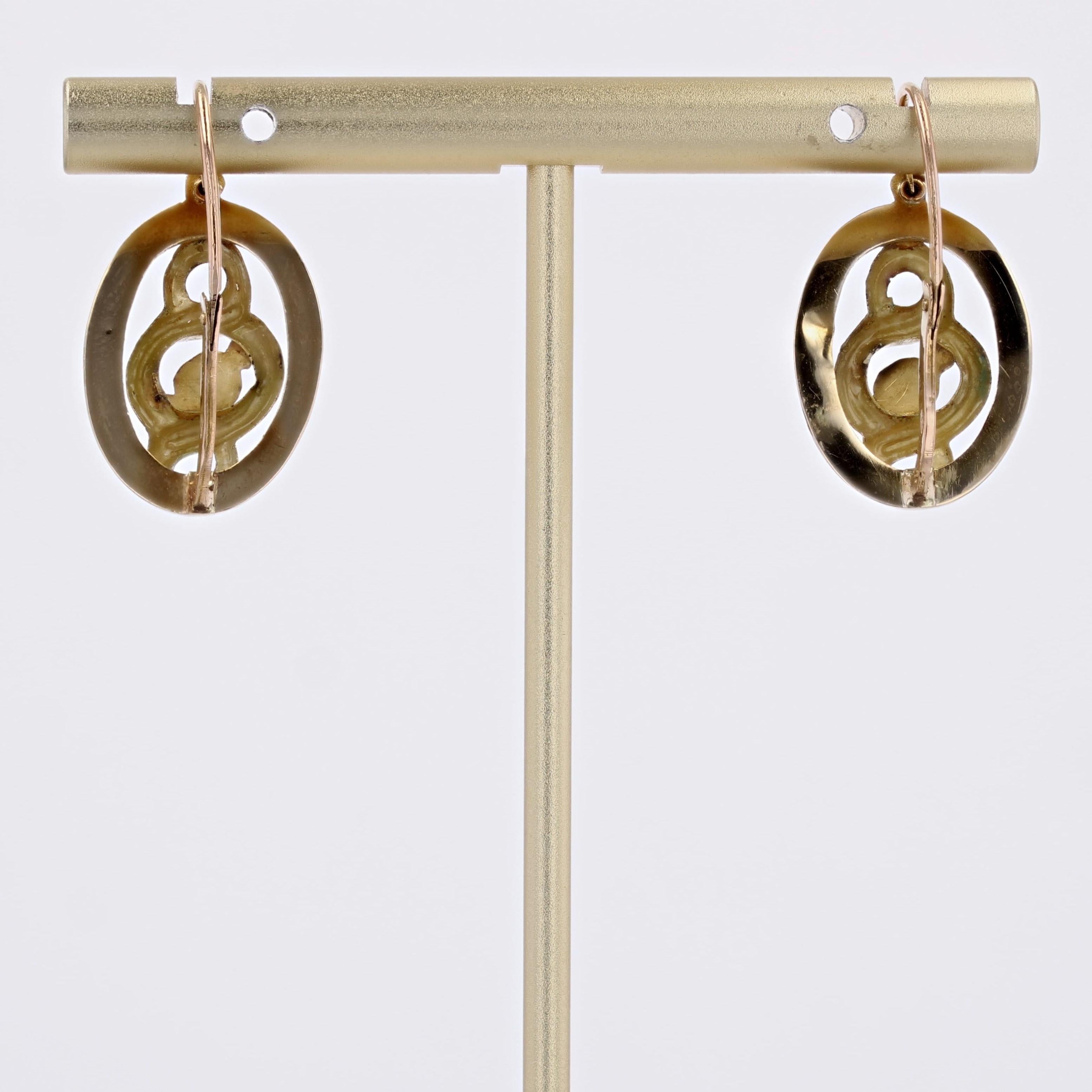French 19th Century Blue Enamel 18 Karat Yellow Gold Lever- Back Earrings For Sale 7