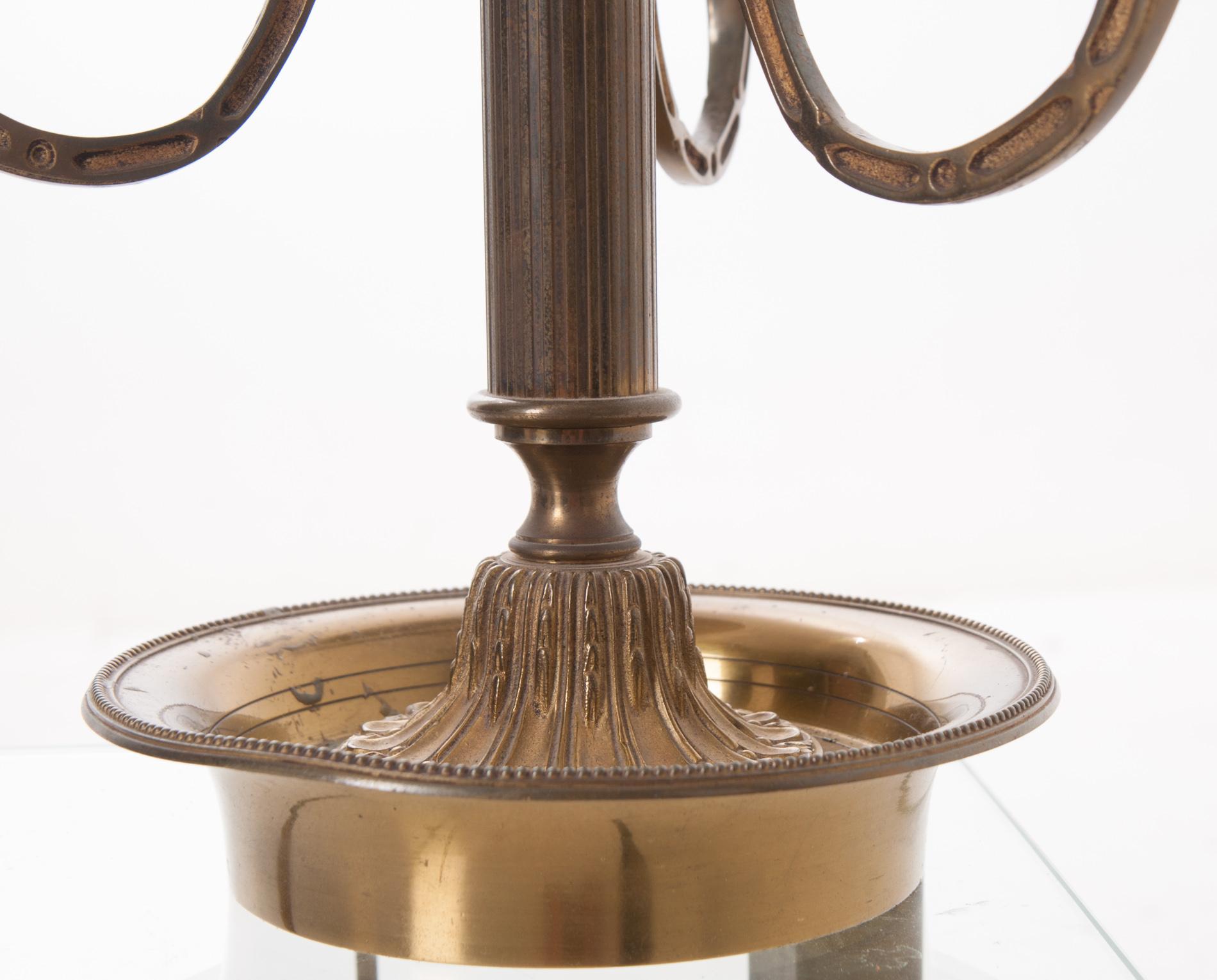 French 19th Century Bouillotte Lamp & Tole Shade For Sale 2