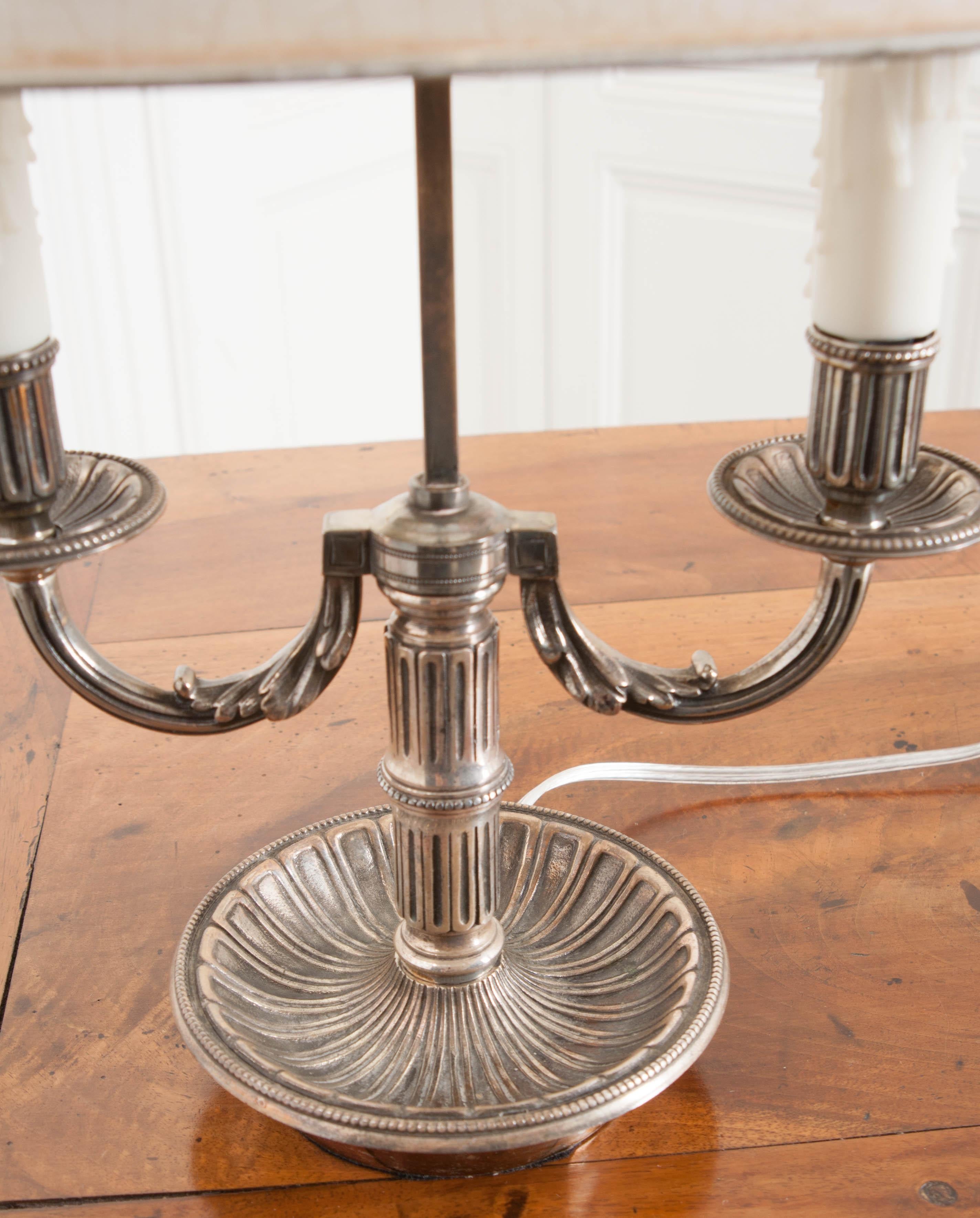 French 19th Century Bouillotte Lamp with Tole Shade 3