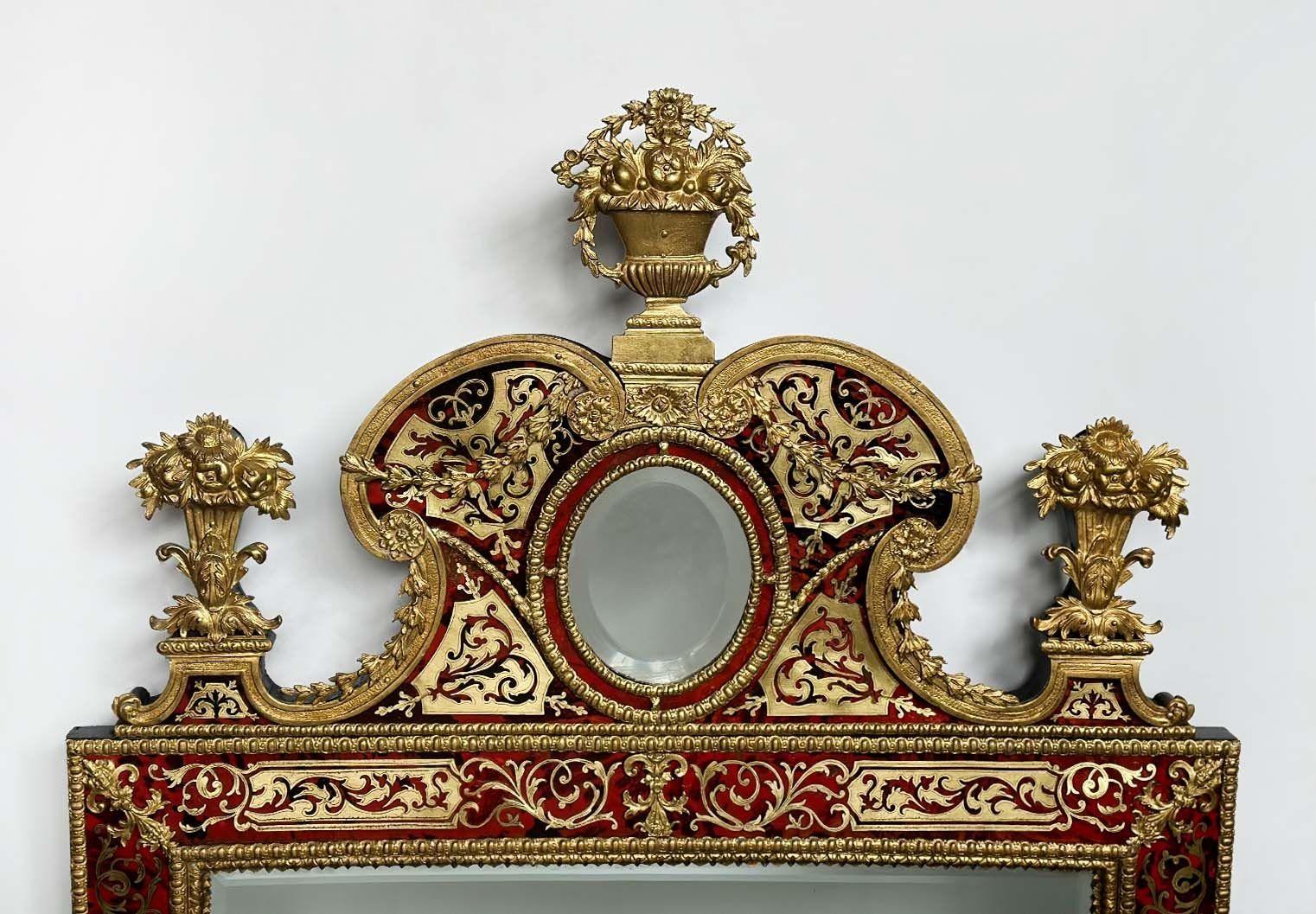 French 19th Century Boulle Brass Inlay Mirror In Good Condition For Sale In Los Angeles, CA