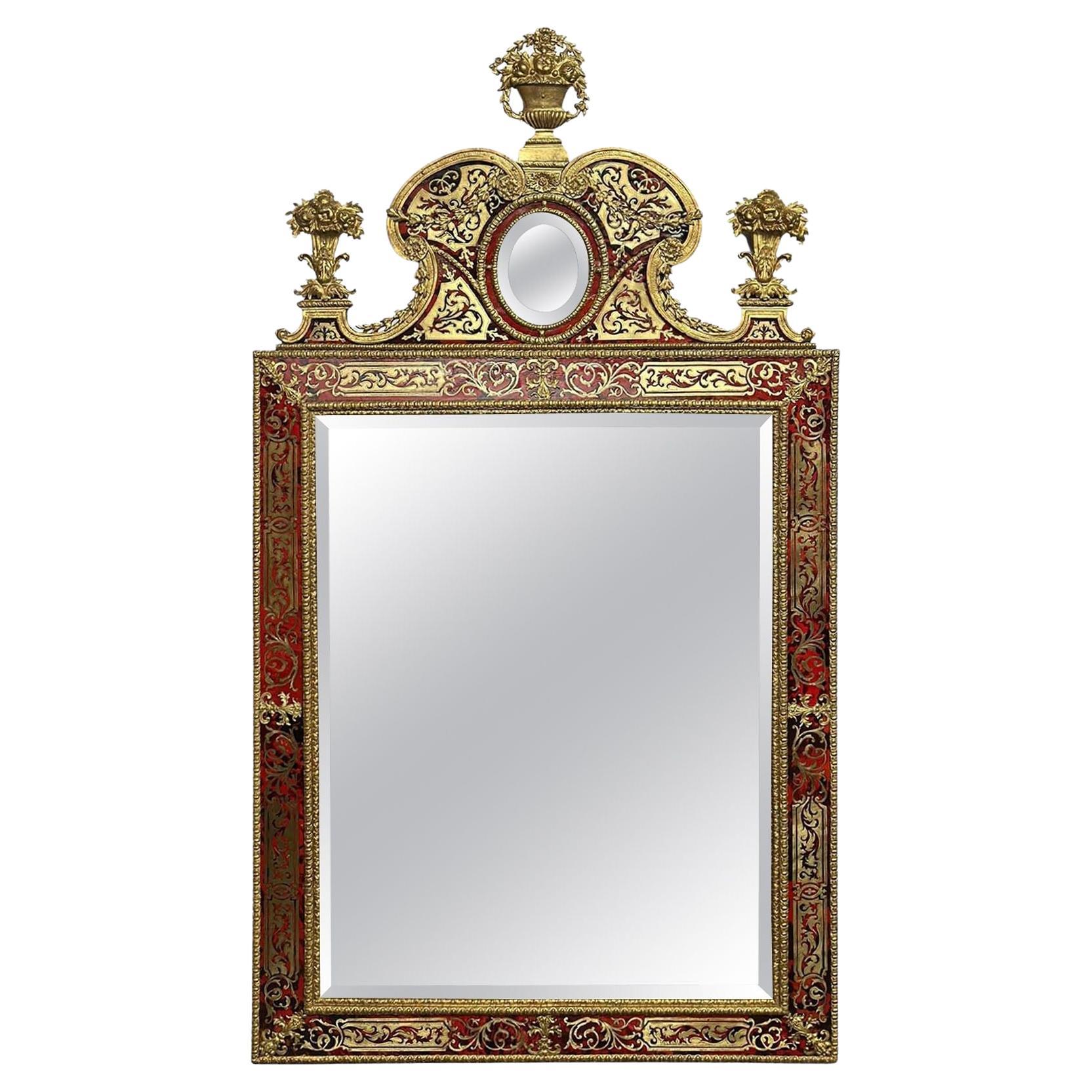 French 19th Century Boulle Brass Inlay Mirror For Sale