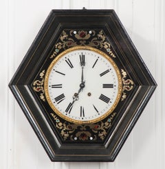 Französische sechseckige Wanduhr mit Boulle-Intarsien aus dem 19