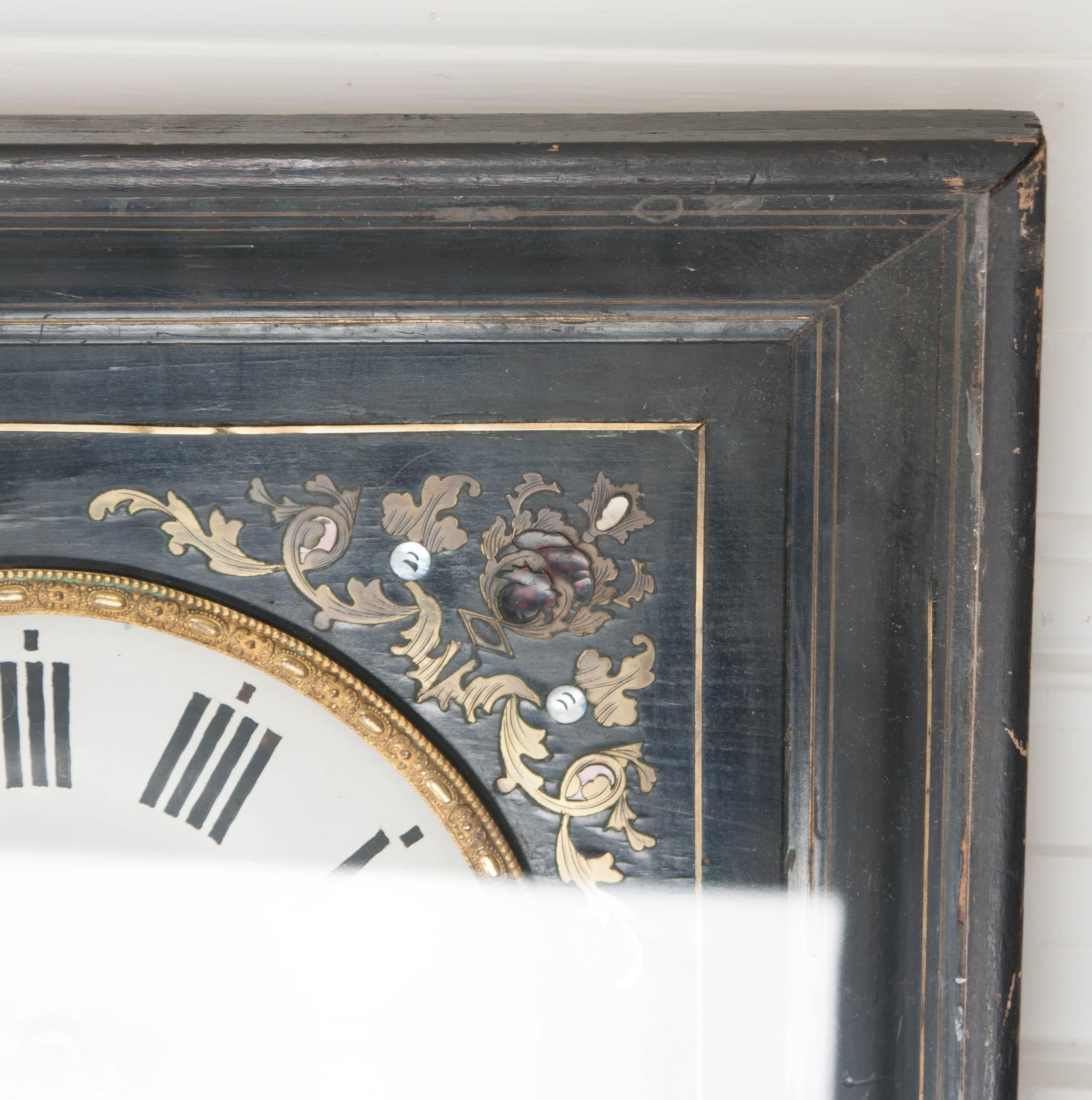 Brass French 19th Century Boulle-Inlaid Wall Clock