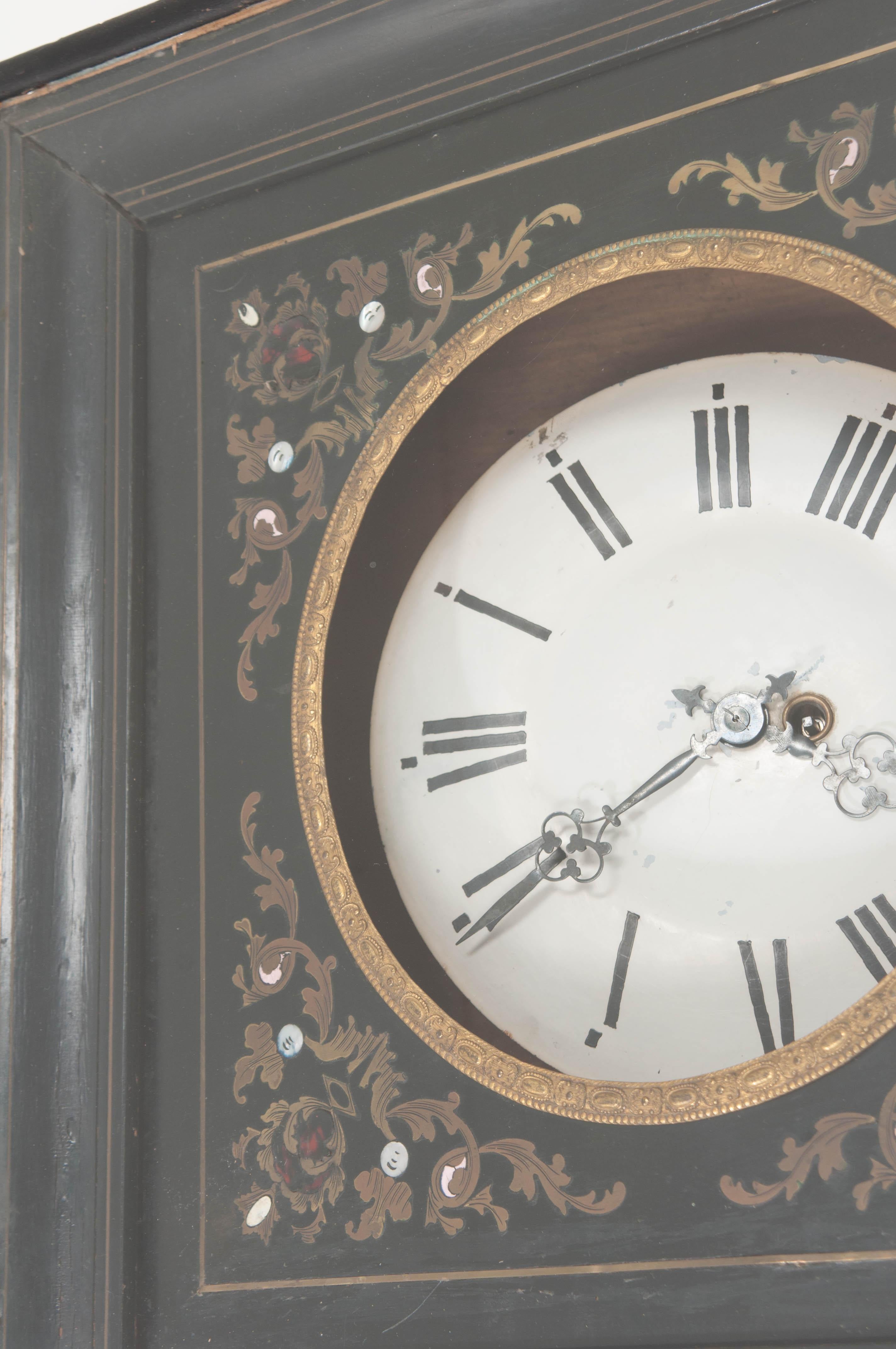 French 19th Century Boulle-Inlaid Wall Clock 1