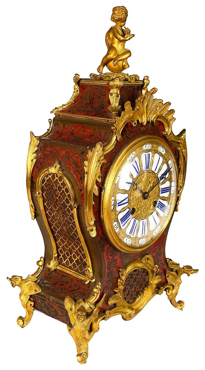Louis XVI French 19th Century Boulle mantle clock. For Sale