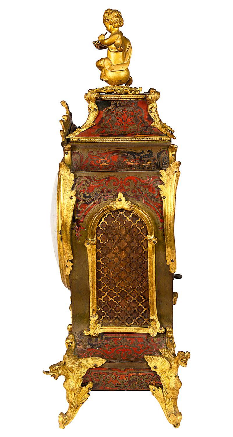 French 19th Century Boulle mantle clock. In Good Condition For Sale In Brighton, Sussex