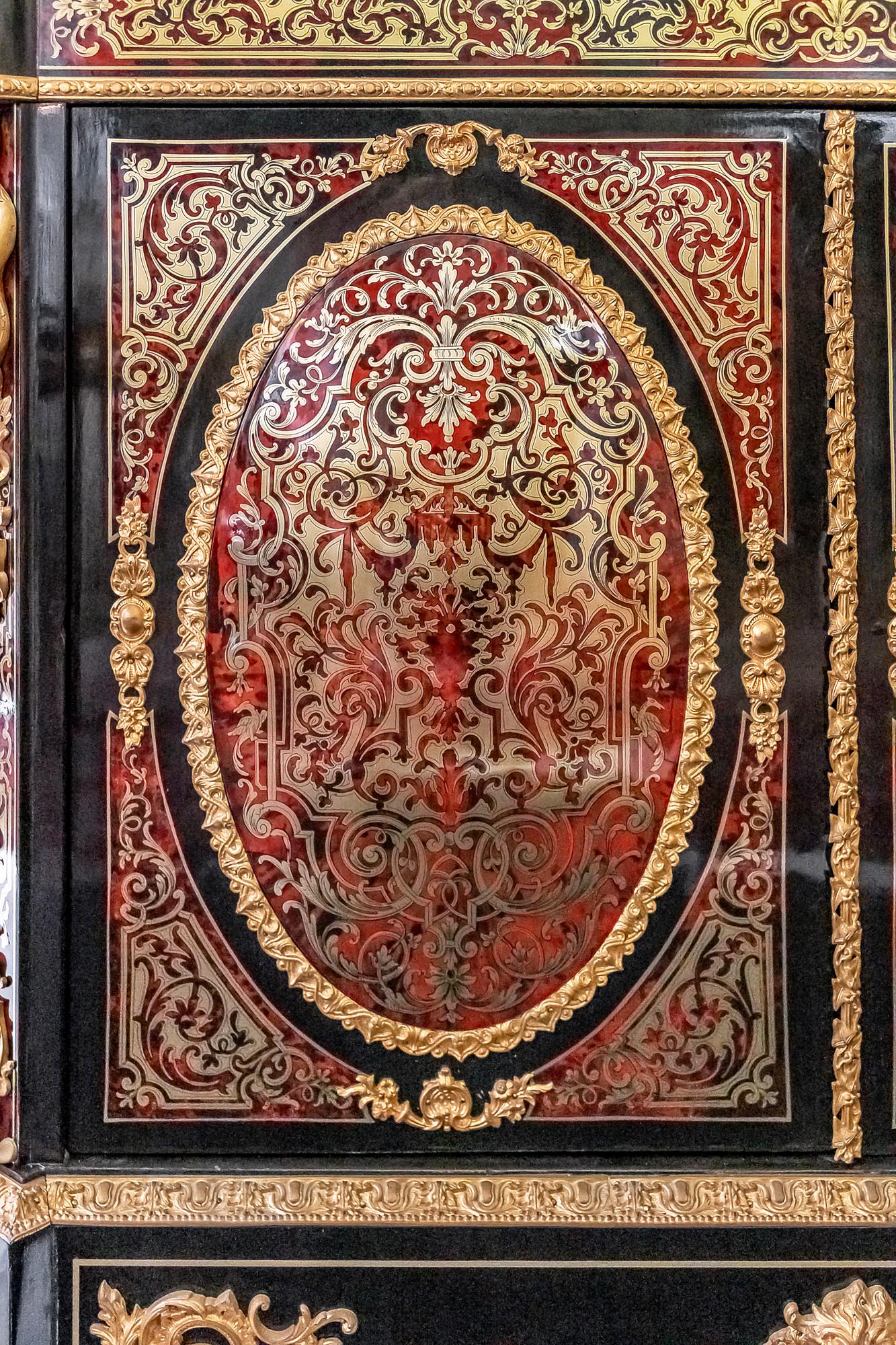 Painted French 19th Century Boulle/Napoleon III Two Door Cabinet For Sale