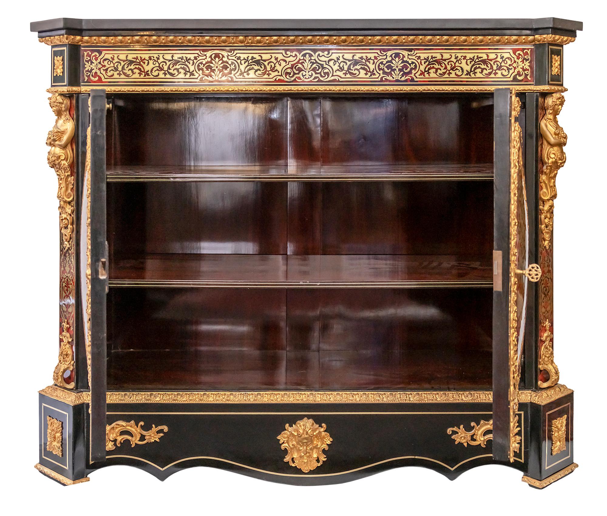 Brass French 19th Century Boulle/Napoleon III Two Door Cabinet For Sale
