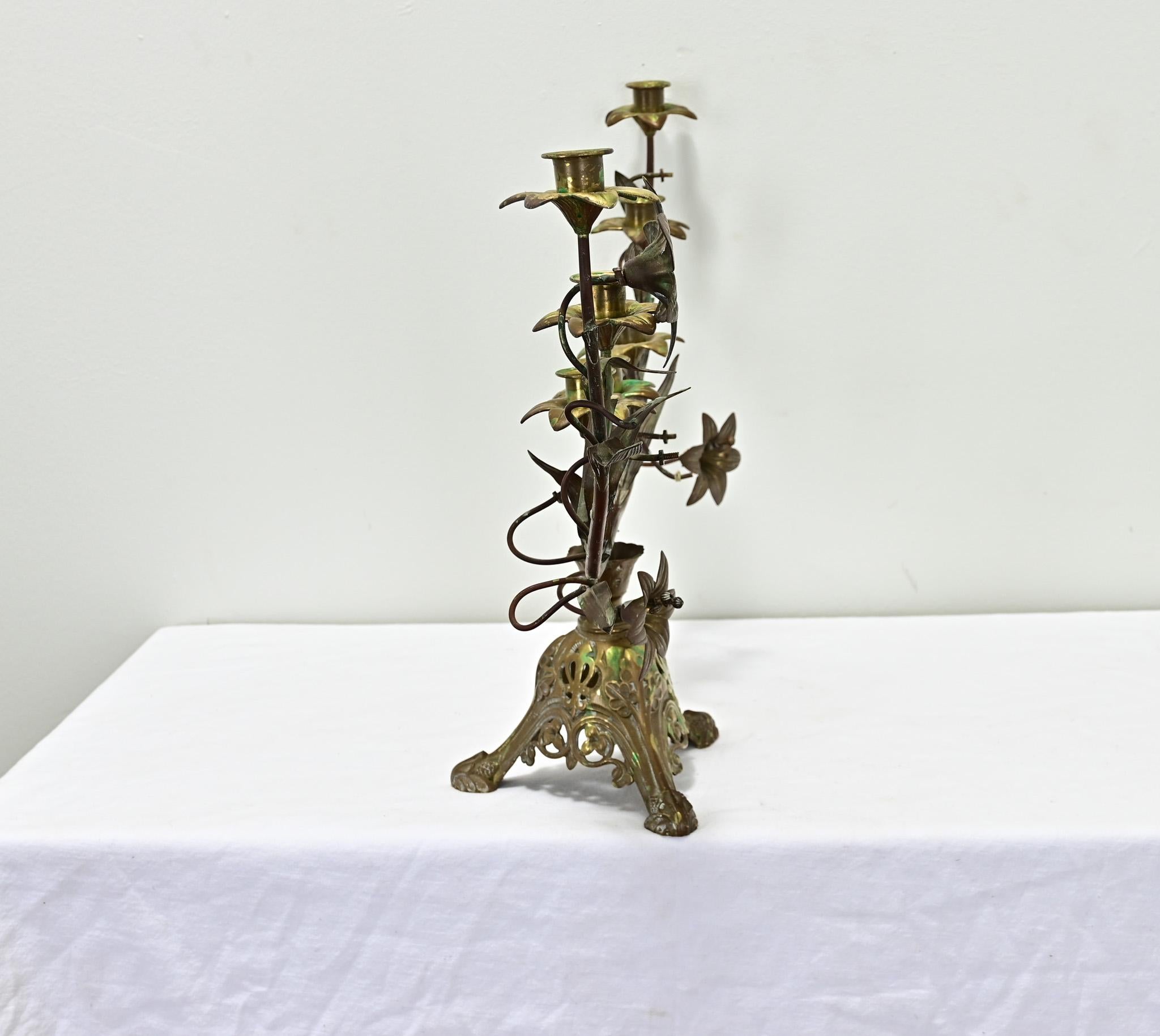 French 19th Century Brass Altar Candelabra For Sale 6