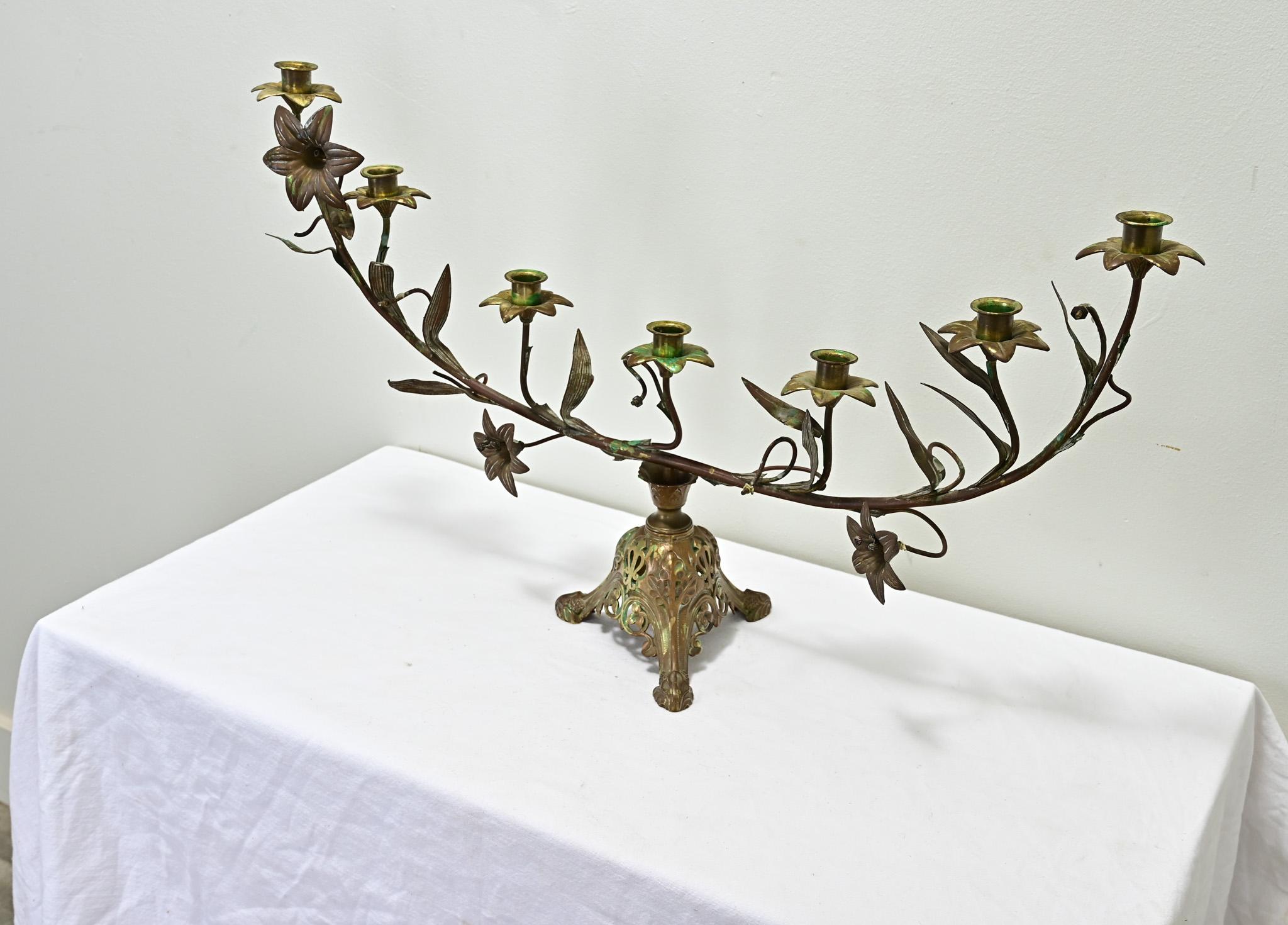 French 19th Century Brass Altar Candelabra For Sale 1