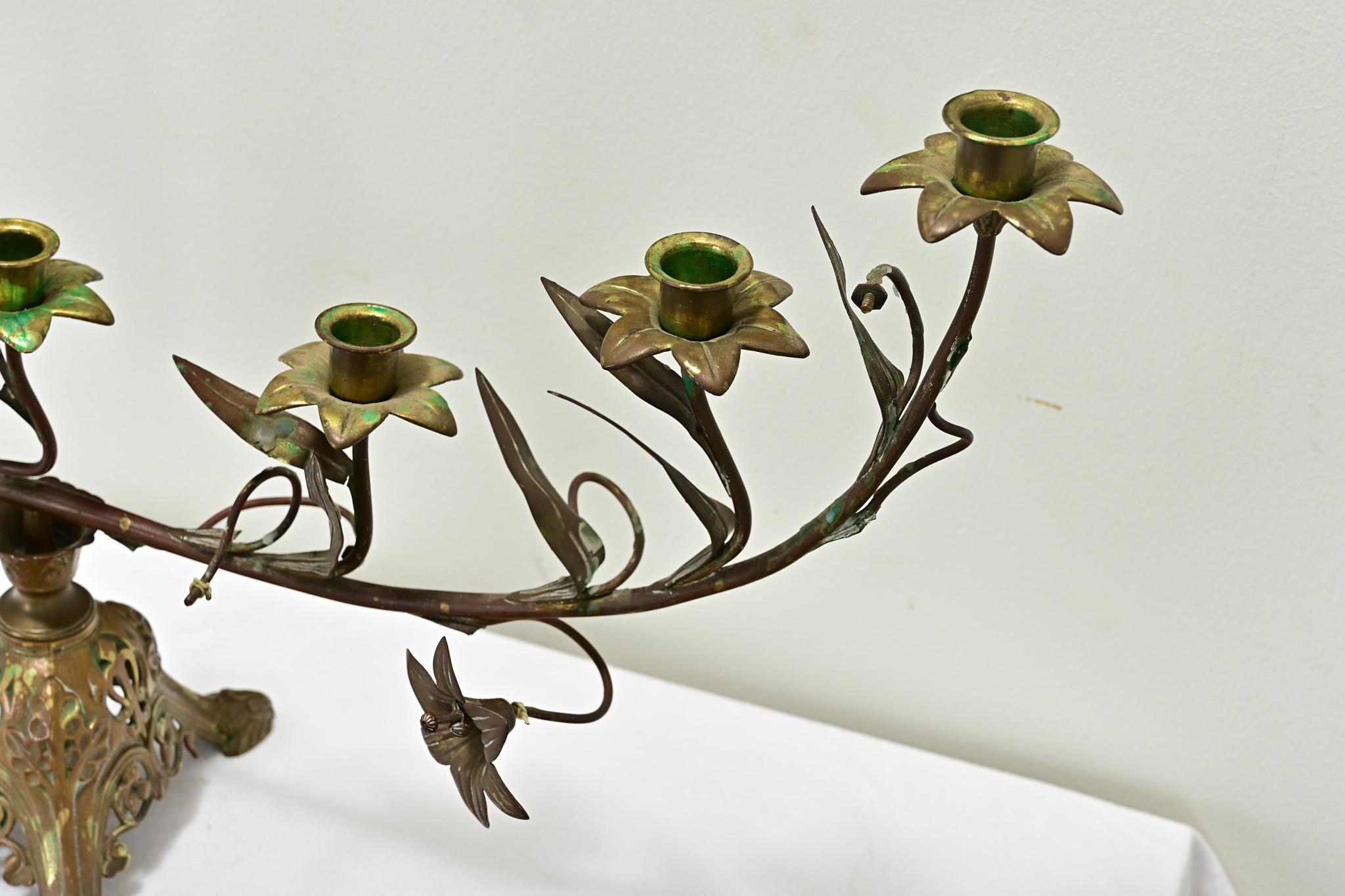 French 19th Century Brass Altar Candelabra For Sale 2