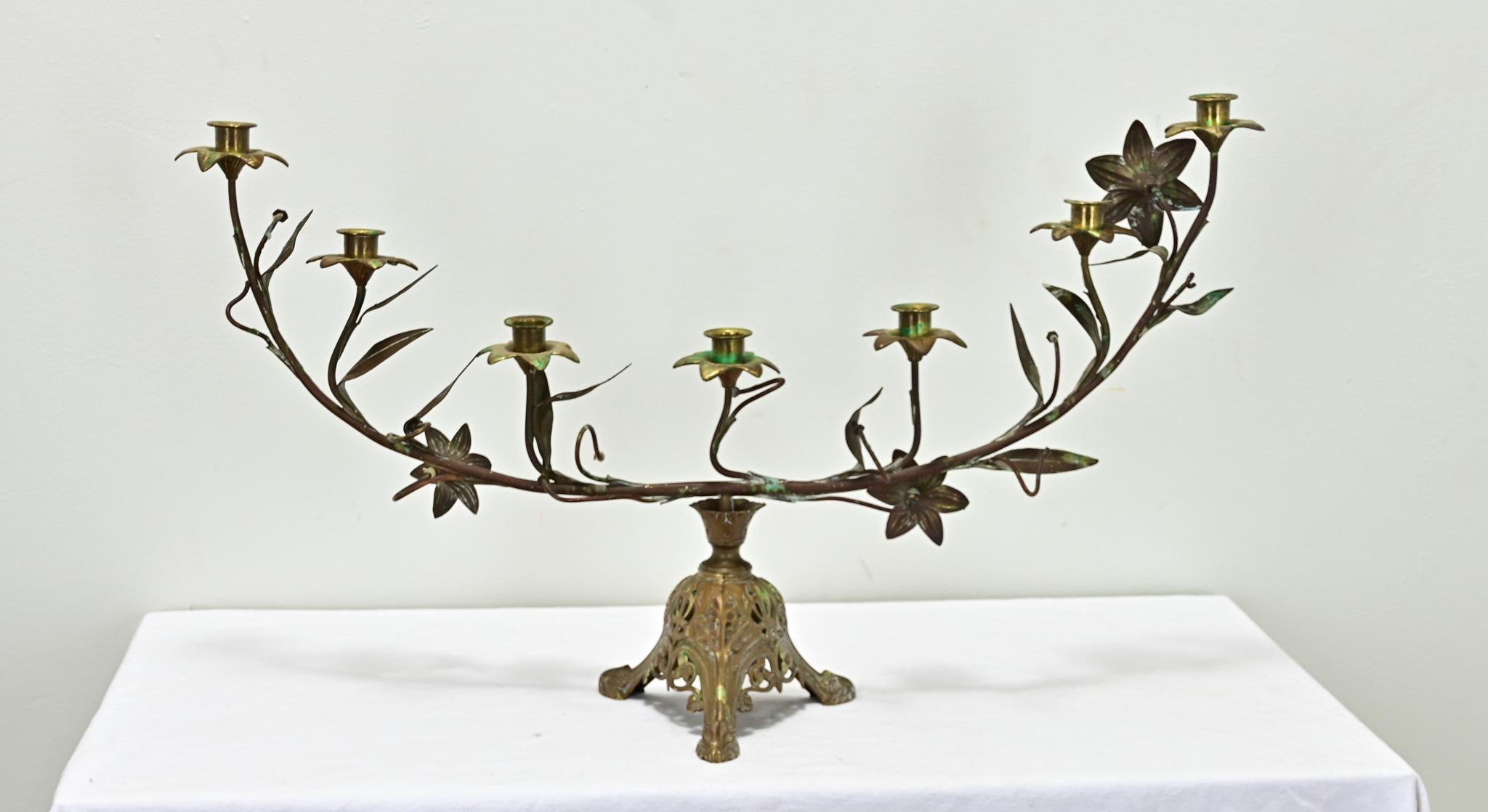 French 19th Century Brass Altar Candelabra For Sale 4