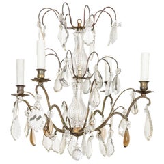 French 19th Century Brass and Crystal Chandelier