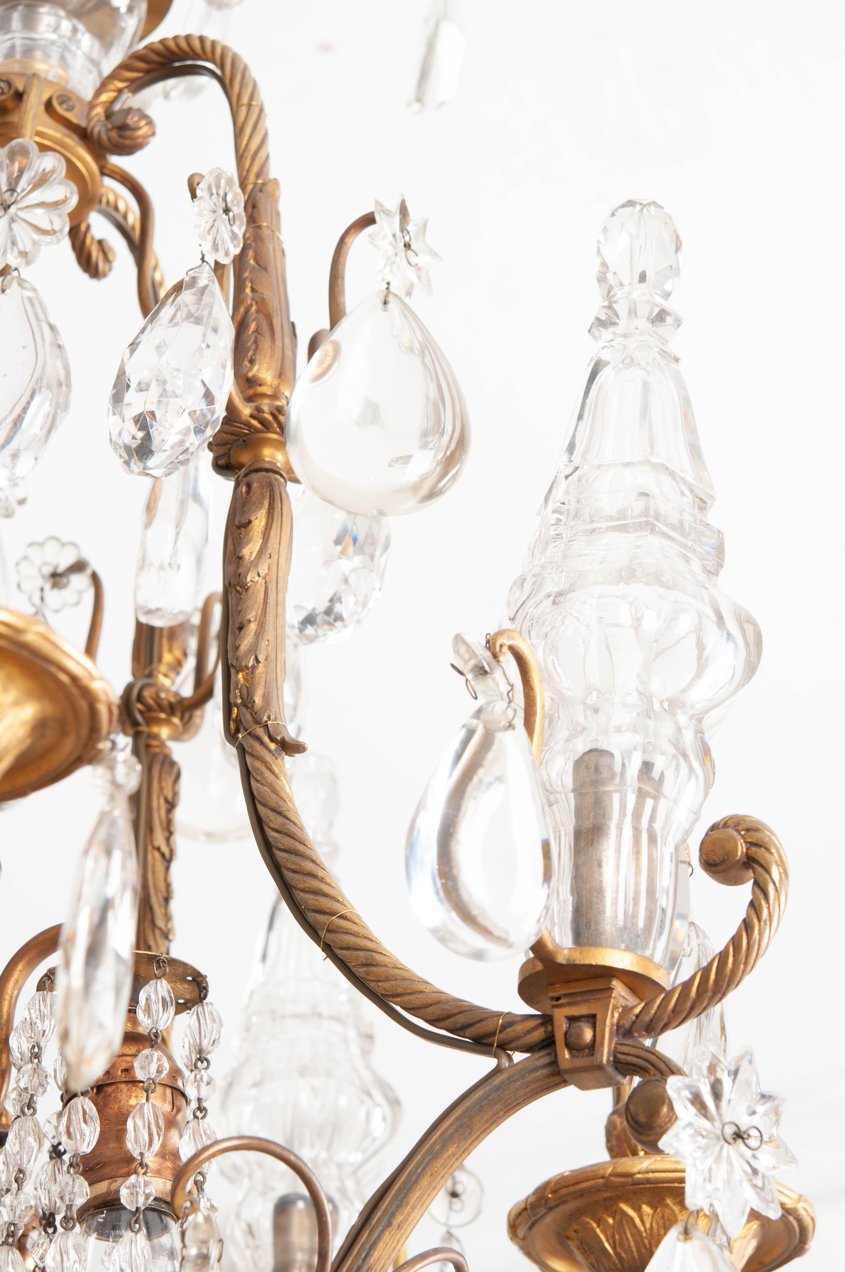 French 19th Century Brass and Crystal Rope Chandelier 5