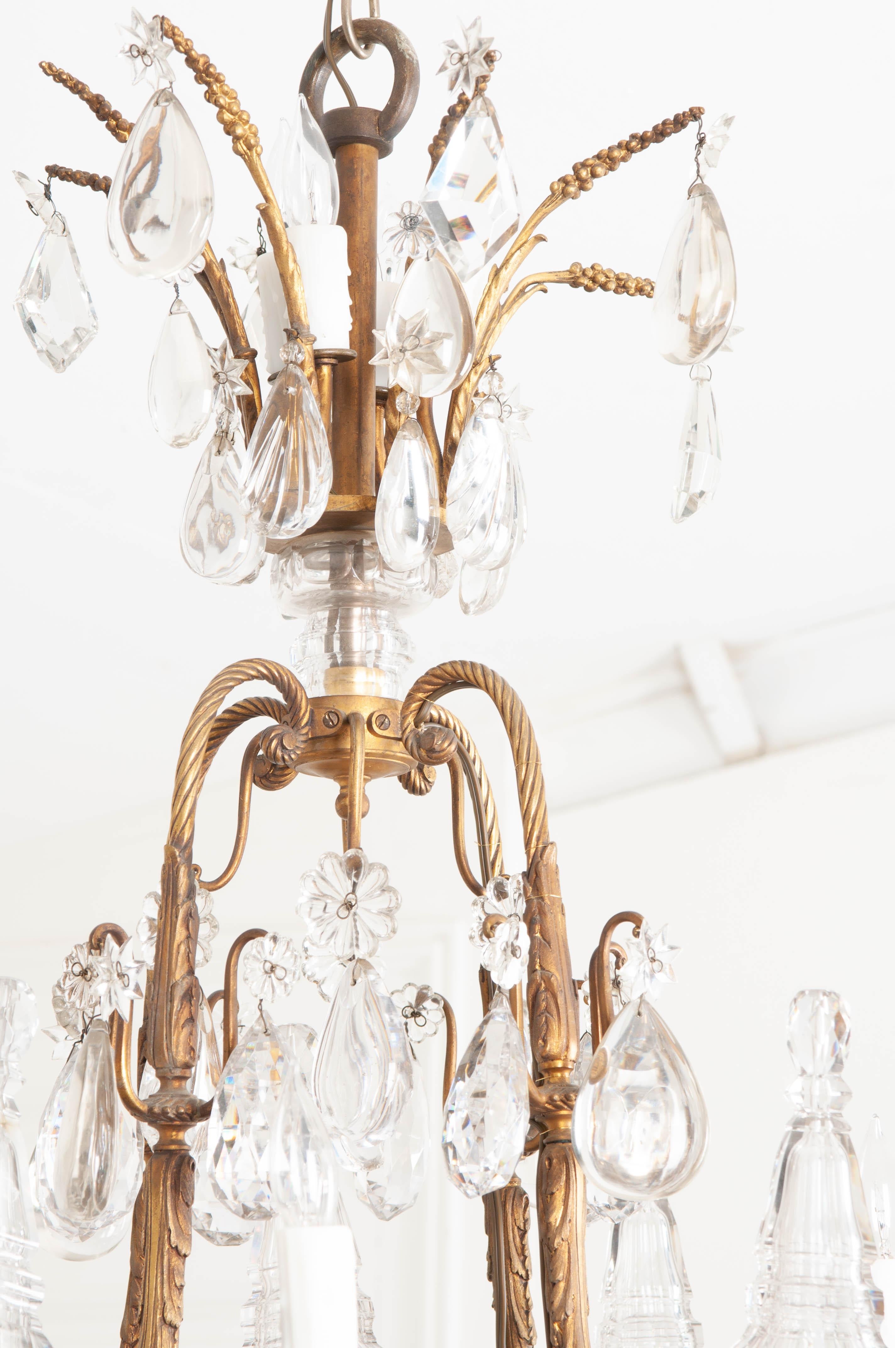 French 19th Century Brass and Crystal Rope Chandelier 7