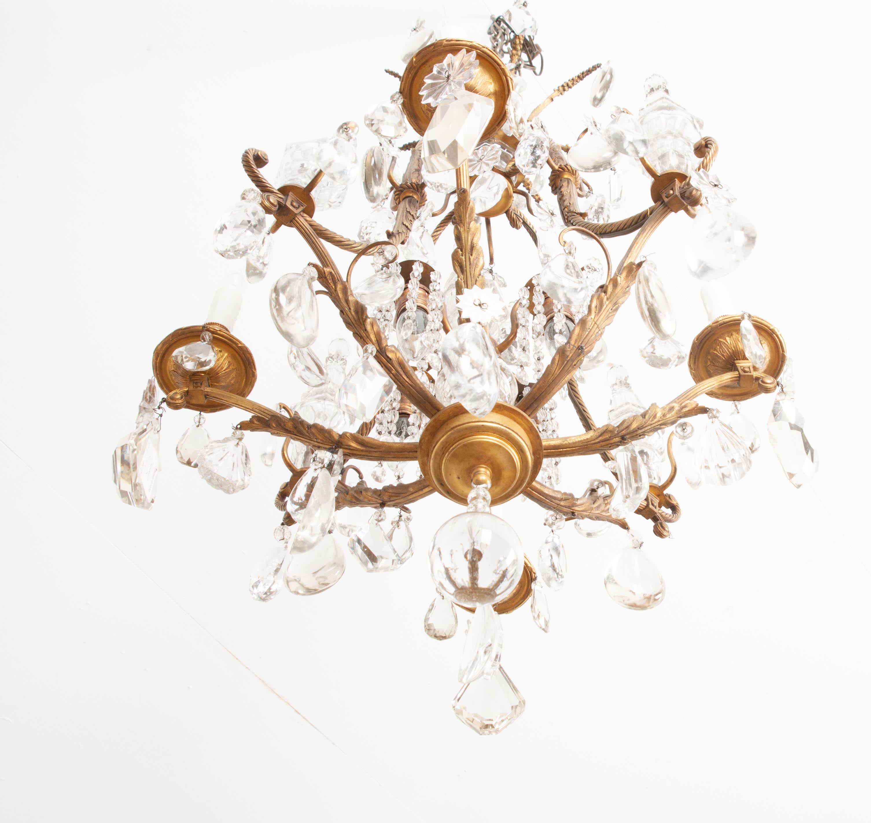 French 19th Century Brass and Crystal Rope Chandelier 3
