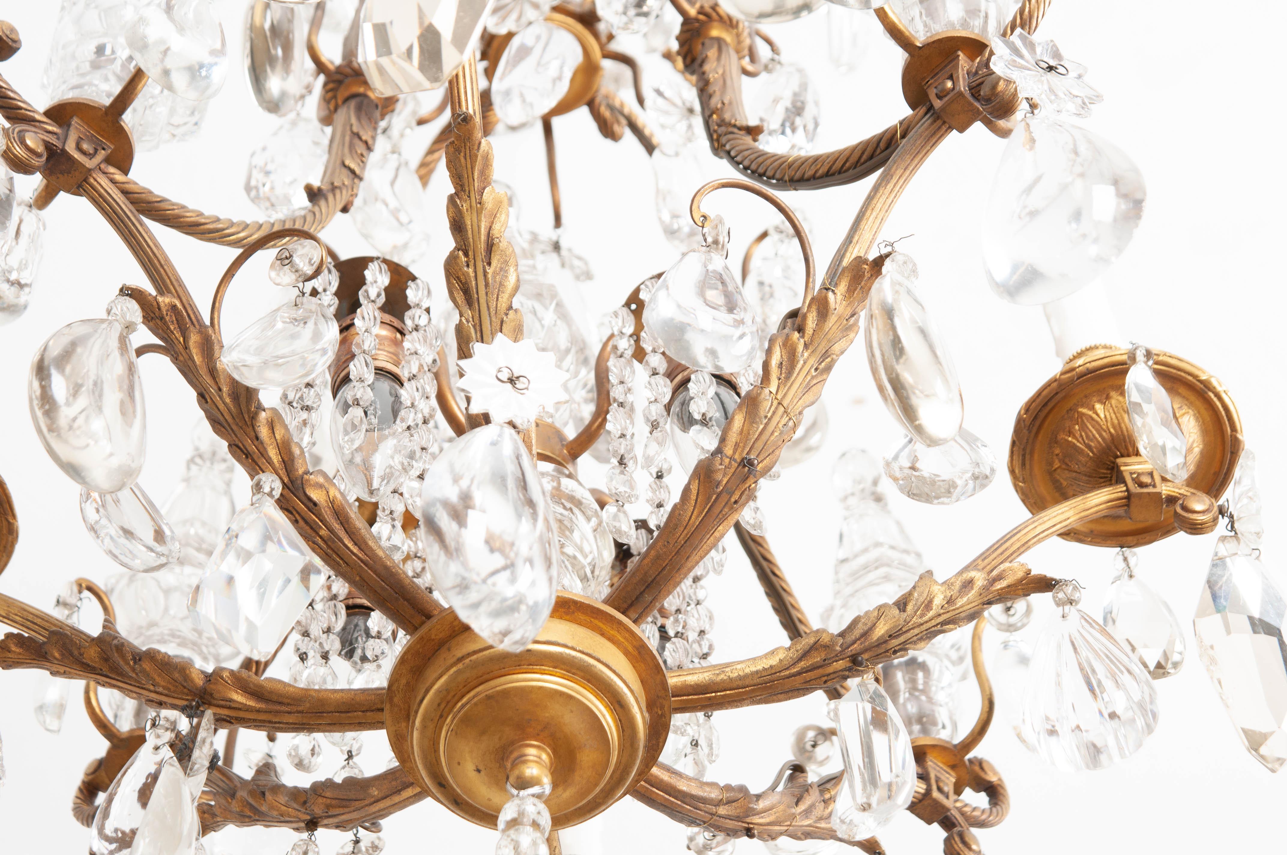French 19th Century Brass and Crystal Rope Chandelier 4