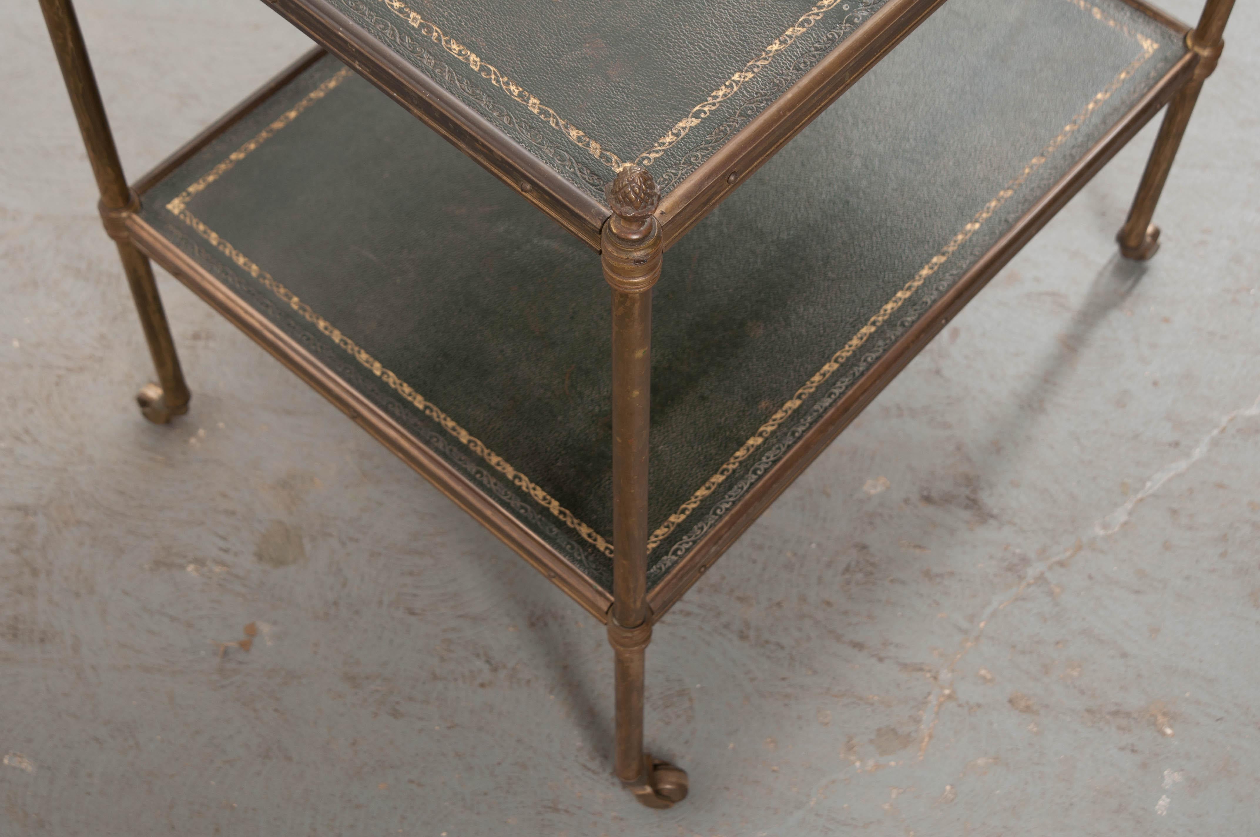 French 19th Century Brass and Leather Étagère 7