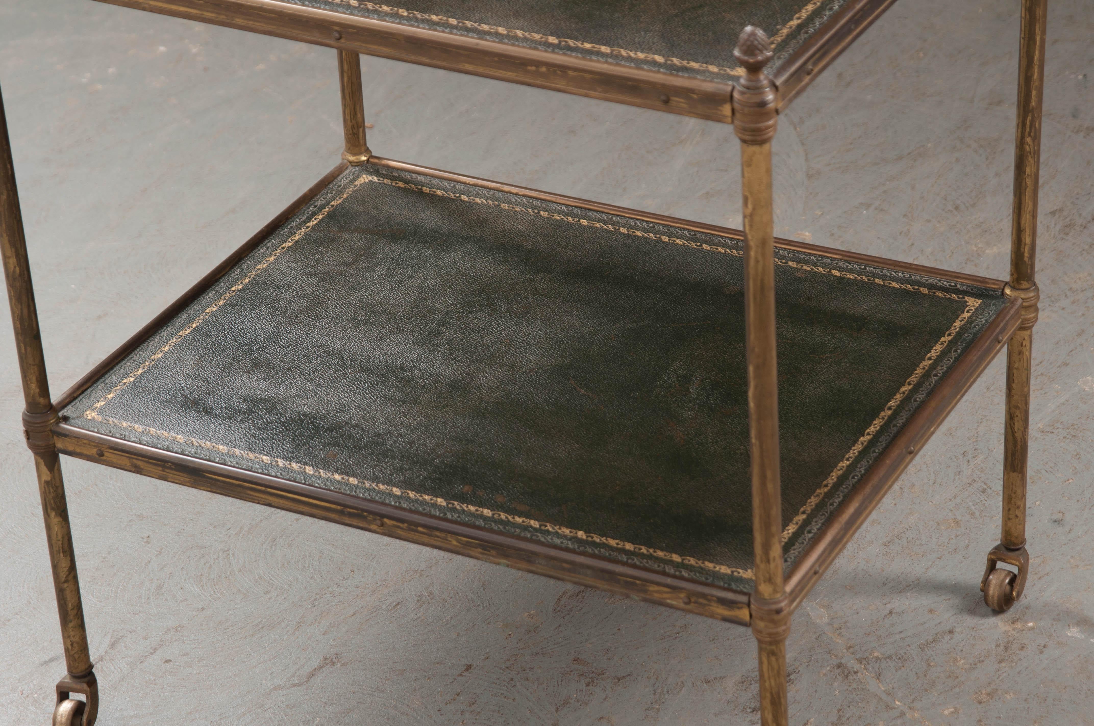 French 19th Century Brass and Leather Étagère 4