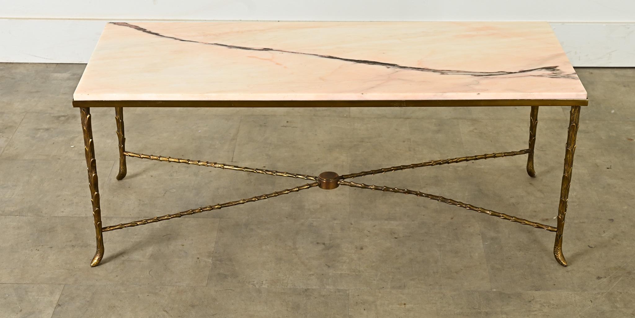Art Deco French 19th Century Brass and Marble Coffee Table