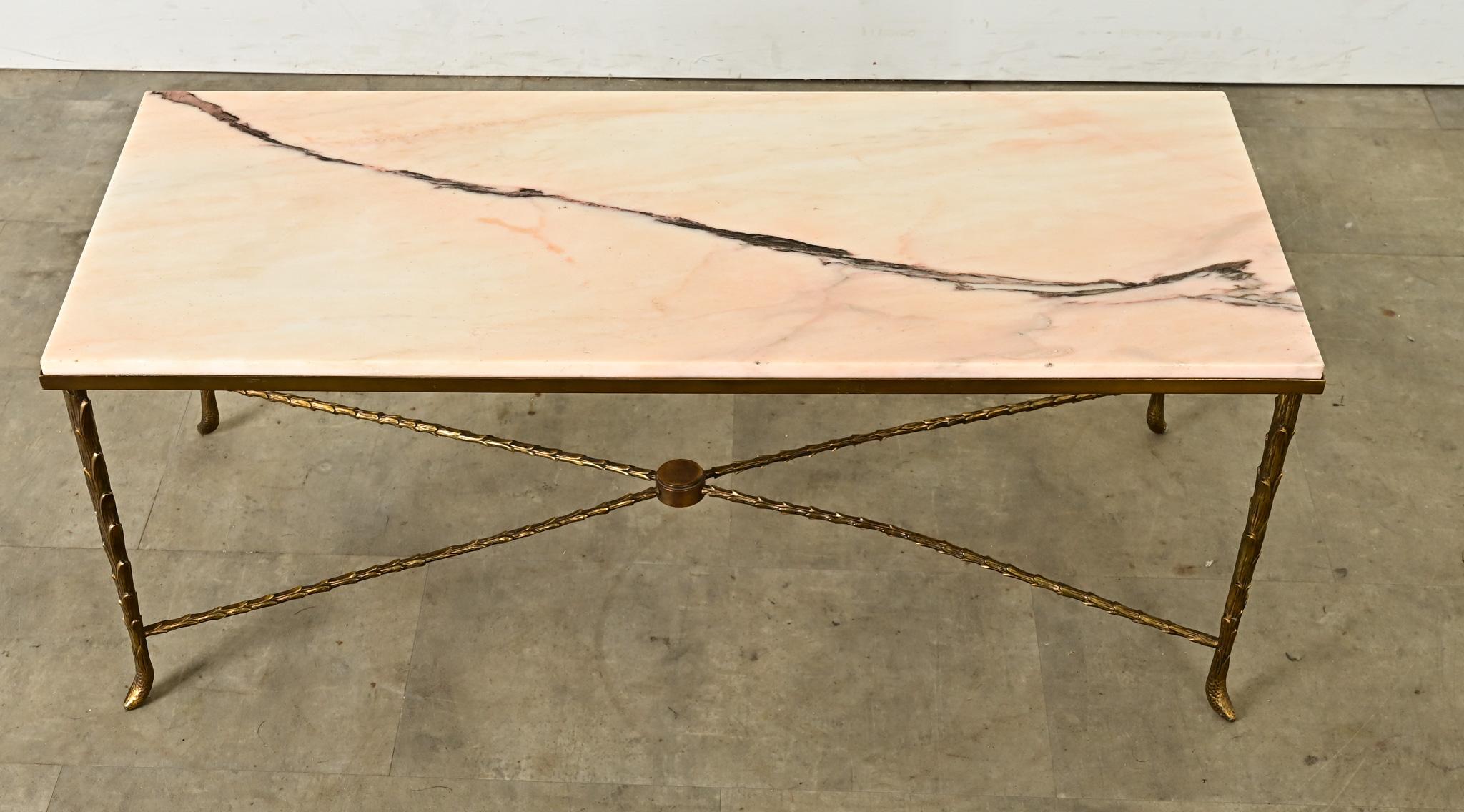 Cast French 19th Century Brass and Marble Coffee Table