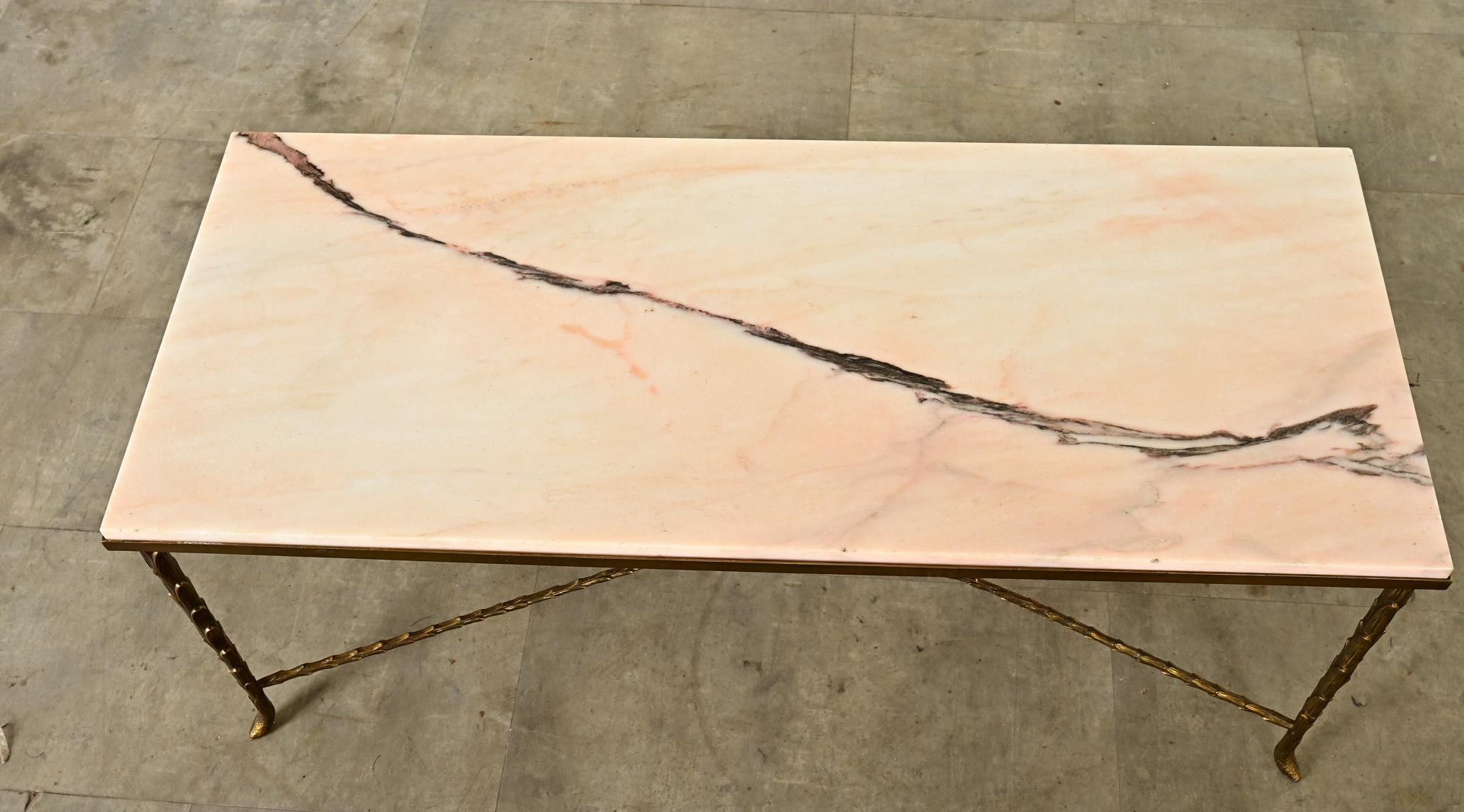 20th Century French 19th Century Brass and Marble Coffee Table