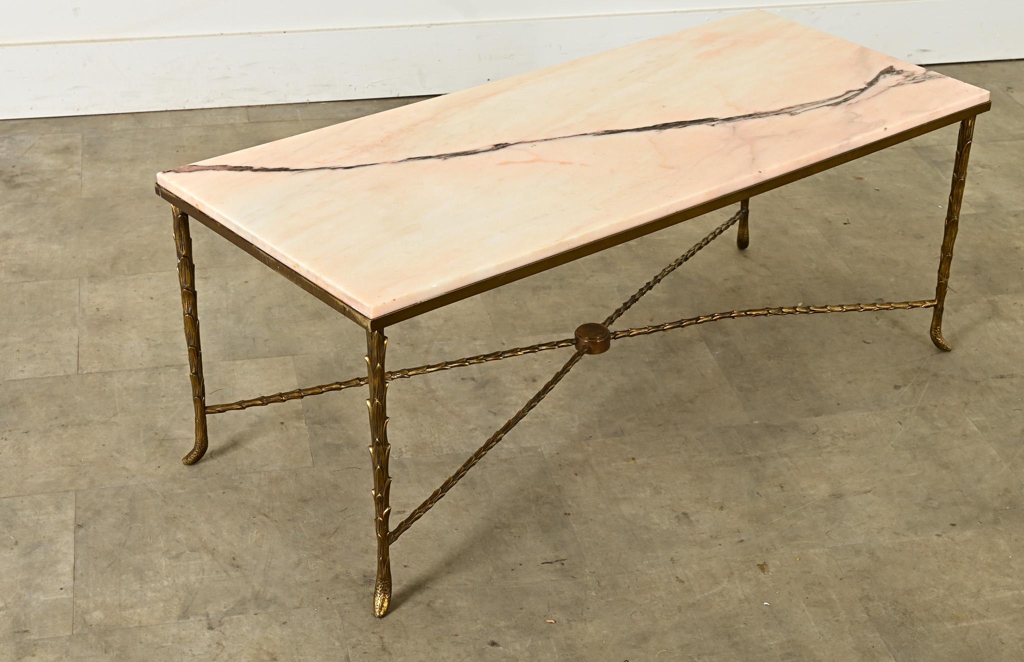 French 19th Century Brass and Marble Coffee Table 1