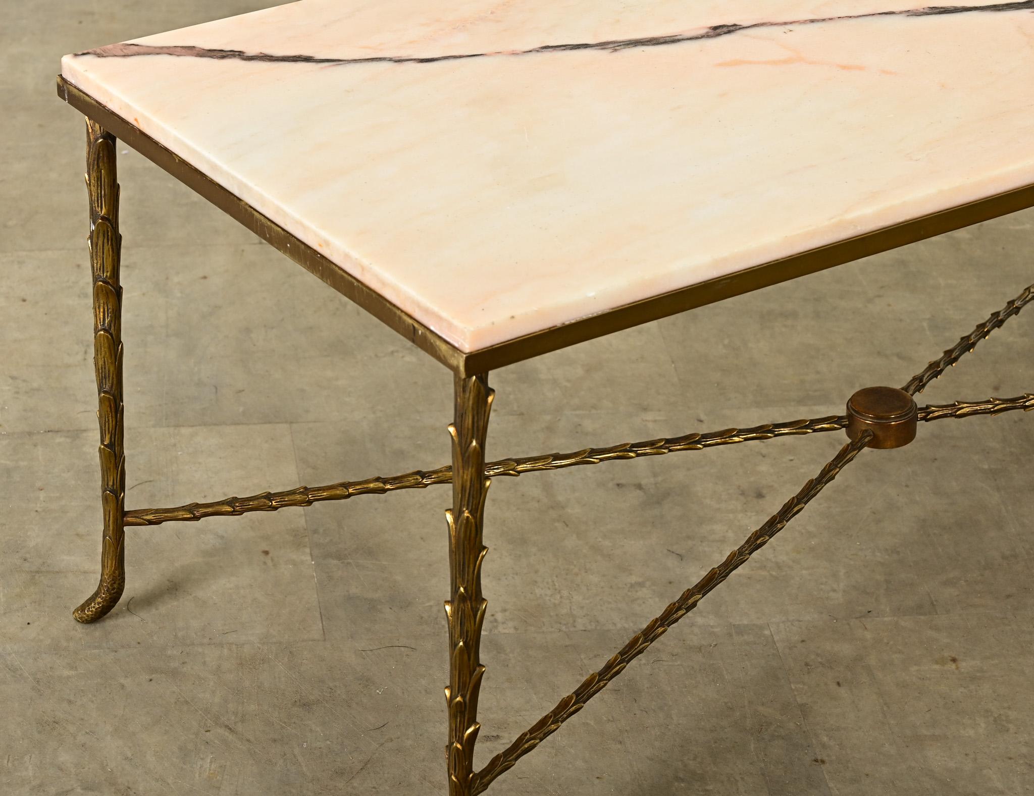 French 19th Century Brass and Marble Coffee Table 2