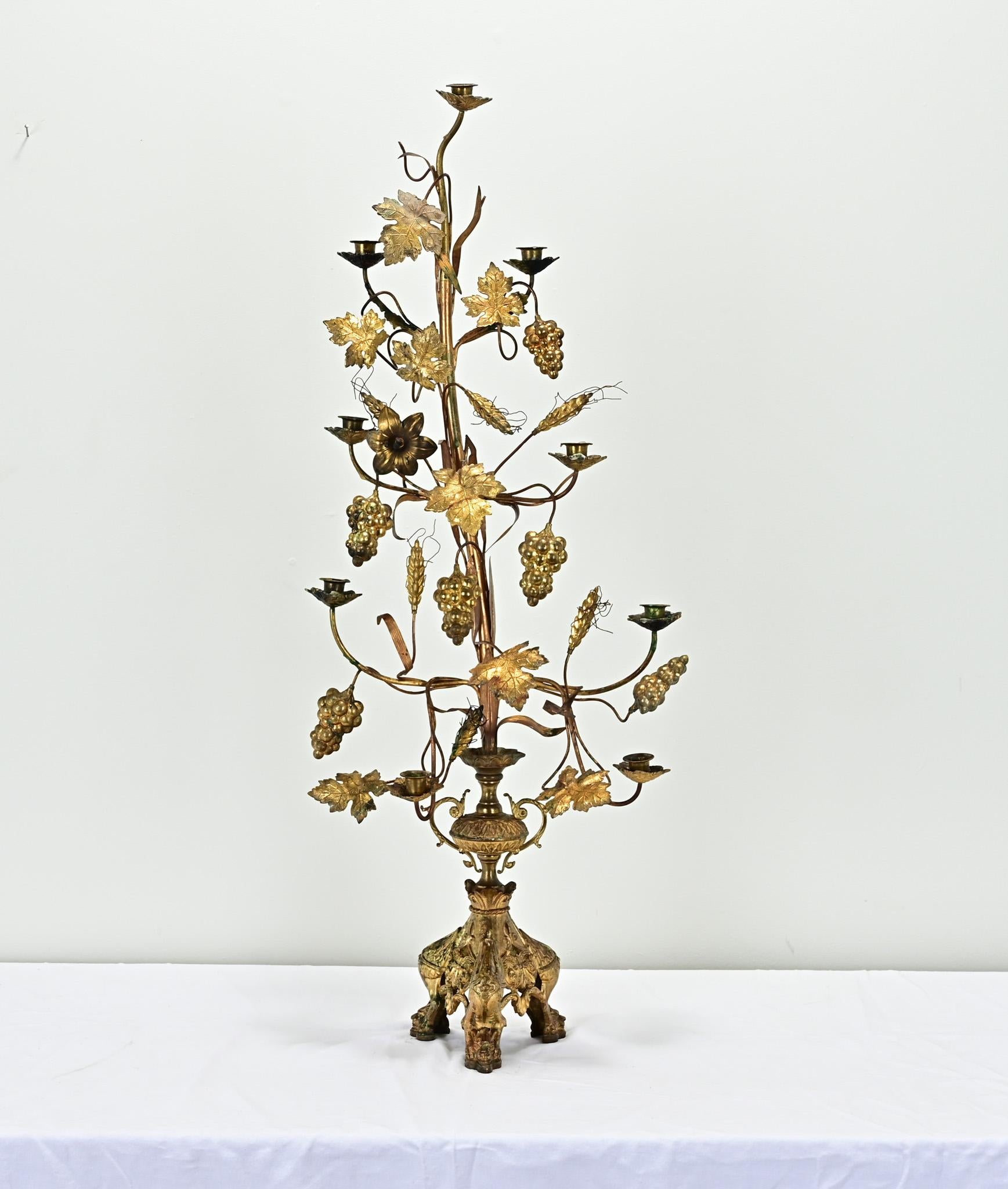 French Provincial French 19th Century Brass Candelabra For Sale