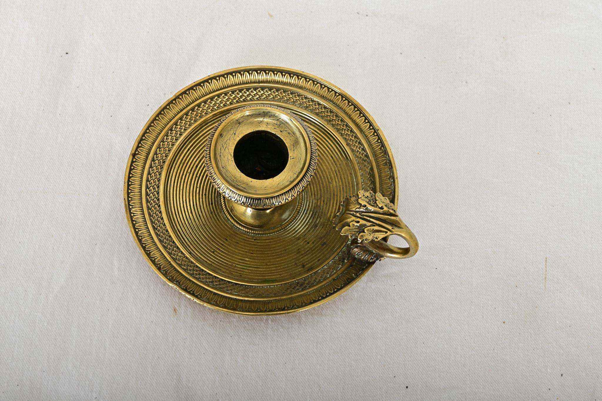 Empire French 19th Century Brass Candle Holder For Sale