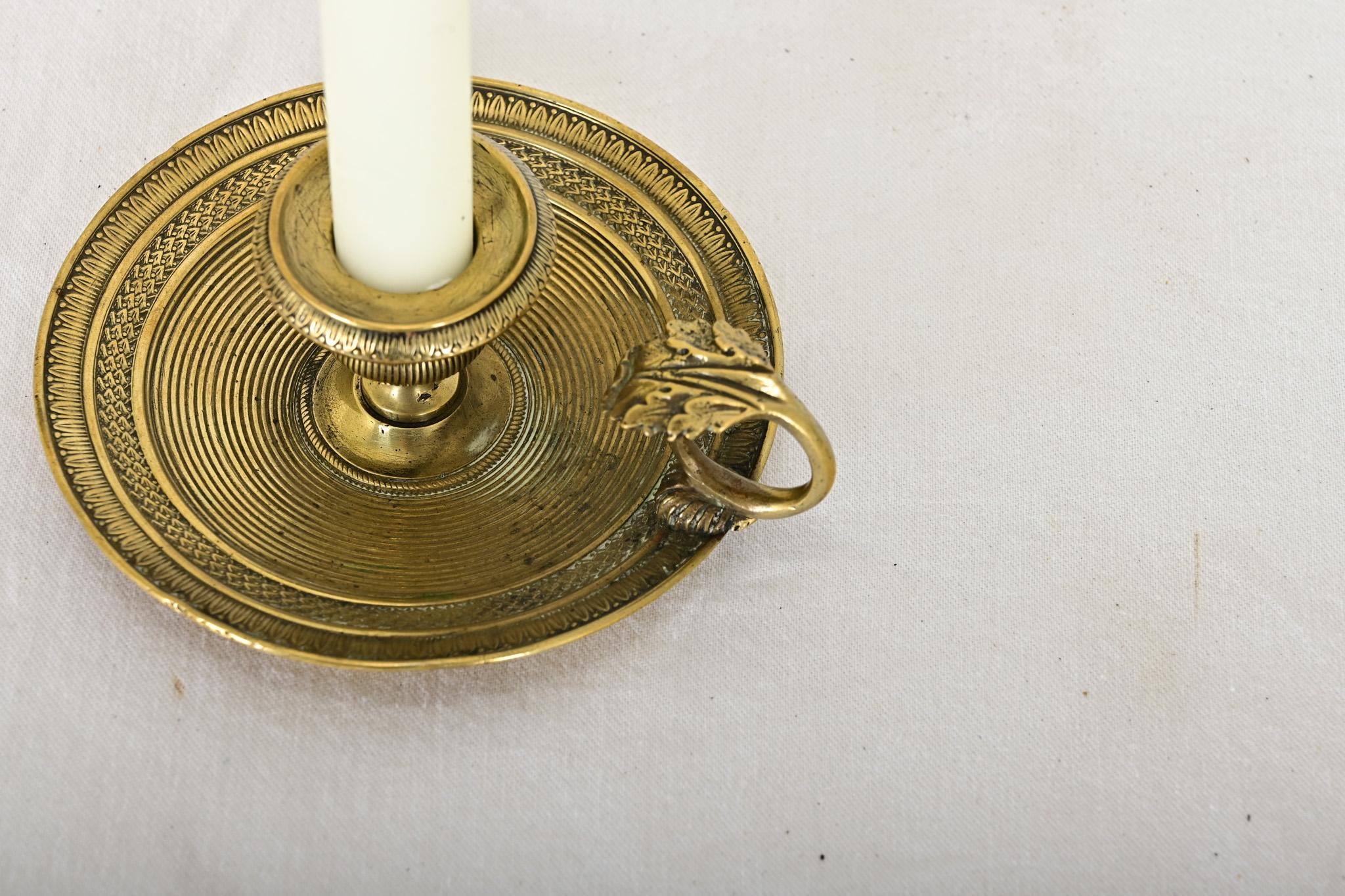 French 19th Century Brass Candle Holder In Good Condition For Sale In Baton Rouge, LA