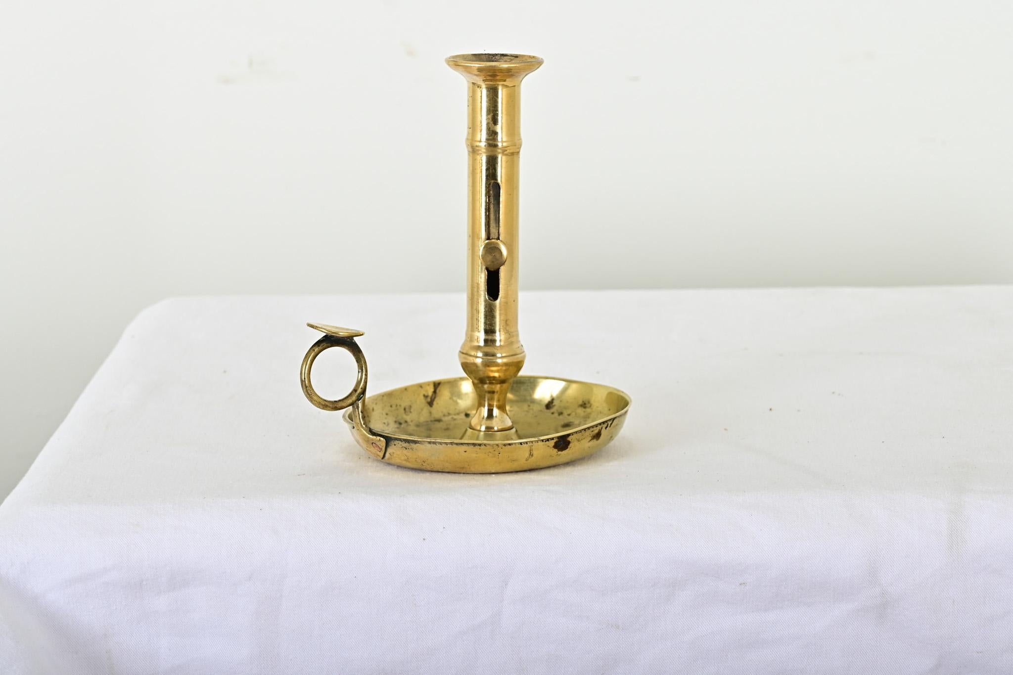 French 19th Century Brass Candleholder In Good Condition In Baton Rouge, LA