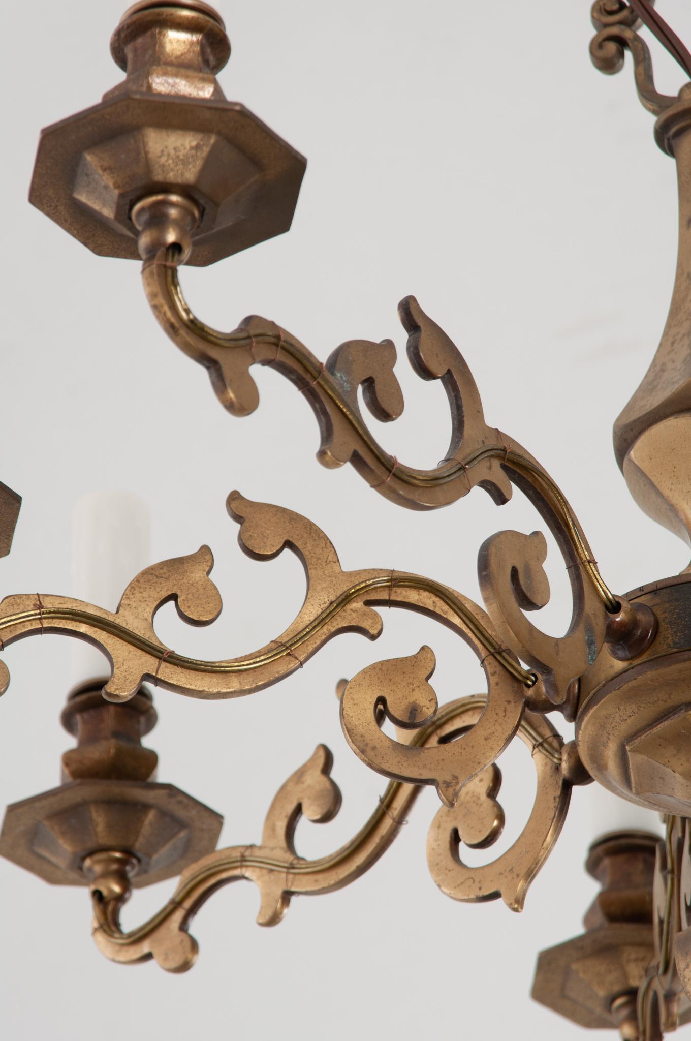 Forged French 19th Century Brass Chandelier For Sale